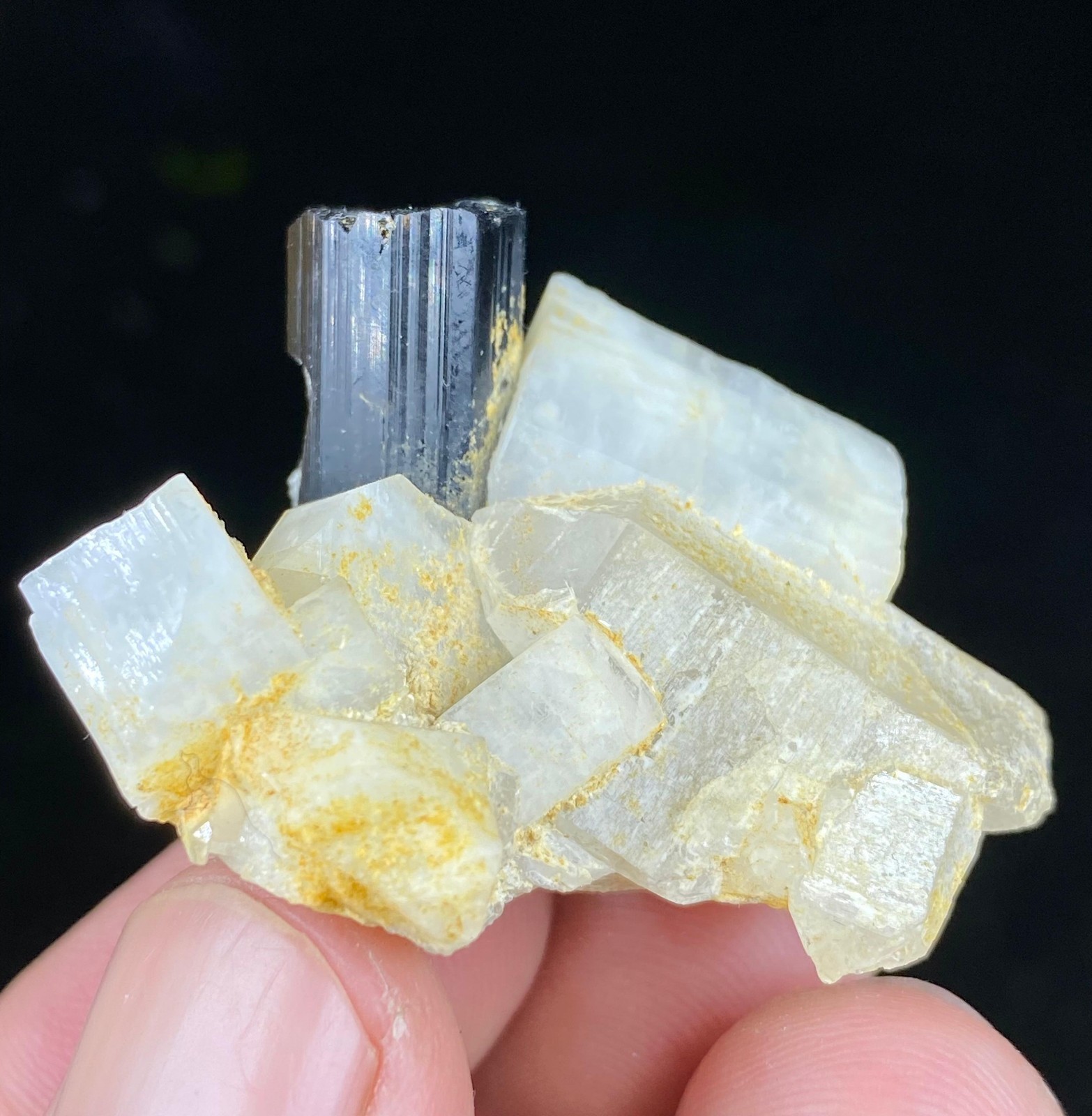 Natural Quardz With Black Tourmaline Crystal Specimen