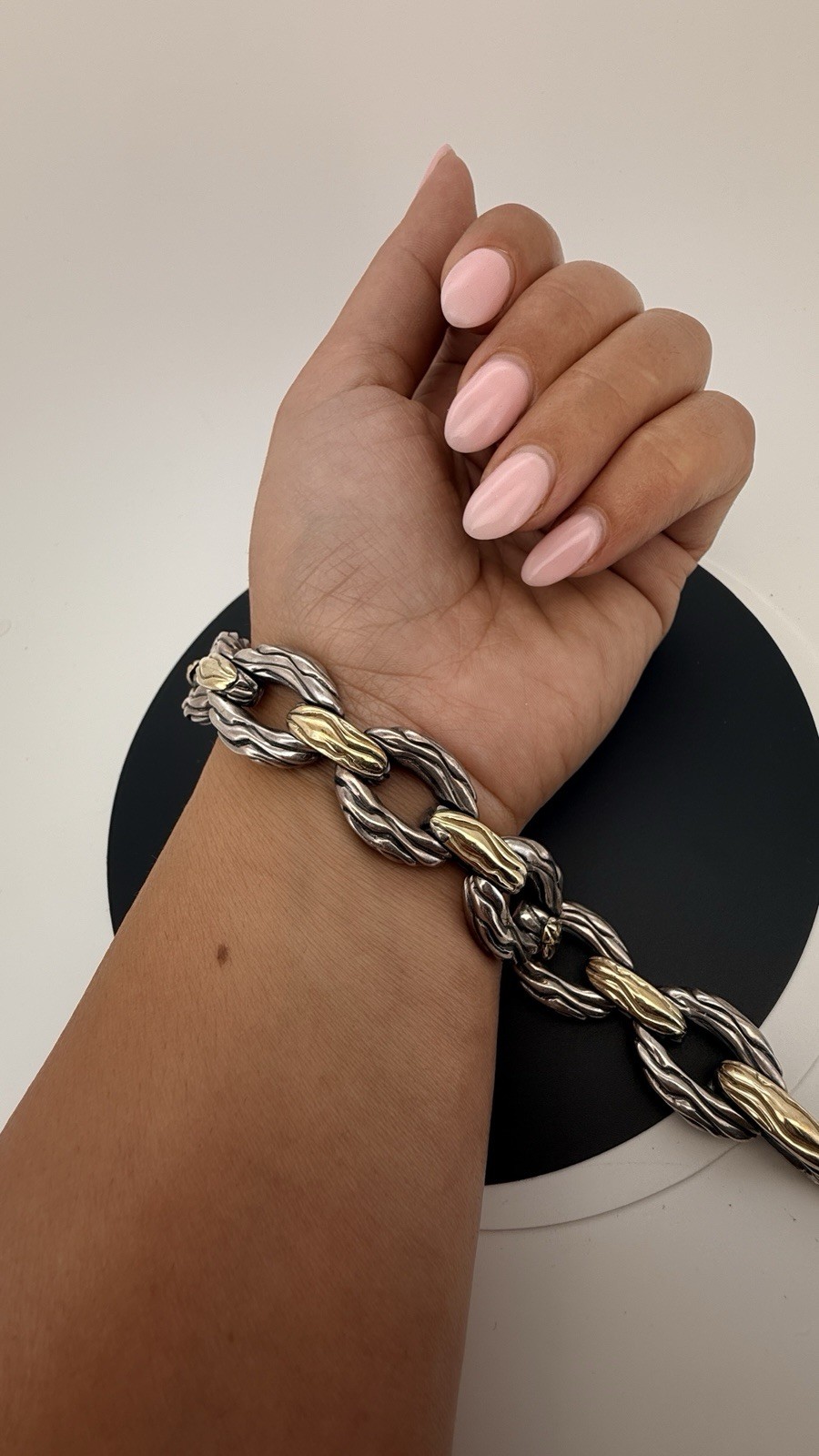 GABRIEL Sterling Silver & 14K Yellow Gold flexible Bracelet 8” Long