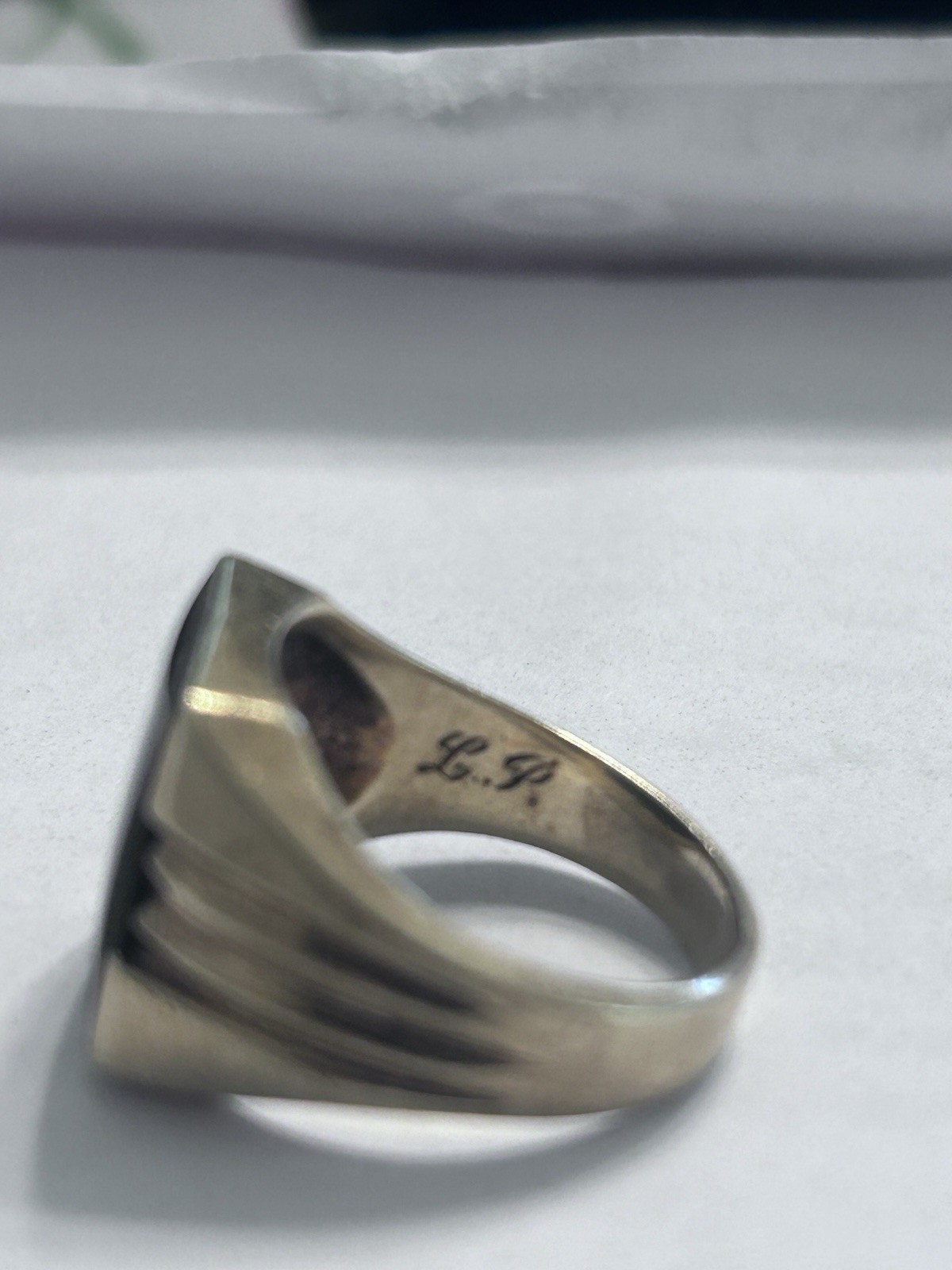 Vintage Signet Cushion Cut Black Onyx Ring in 10K YG 8 Gr