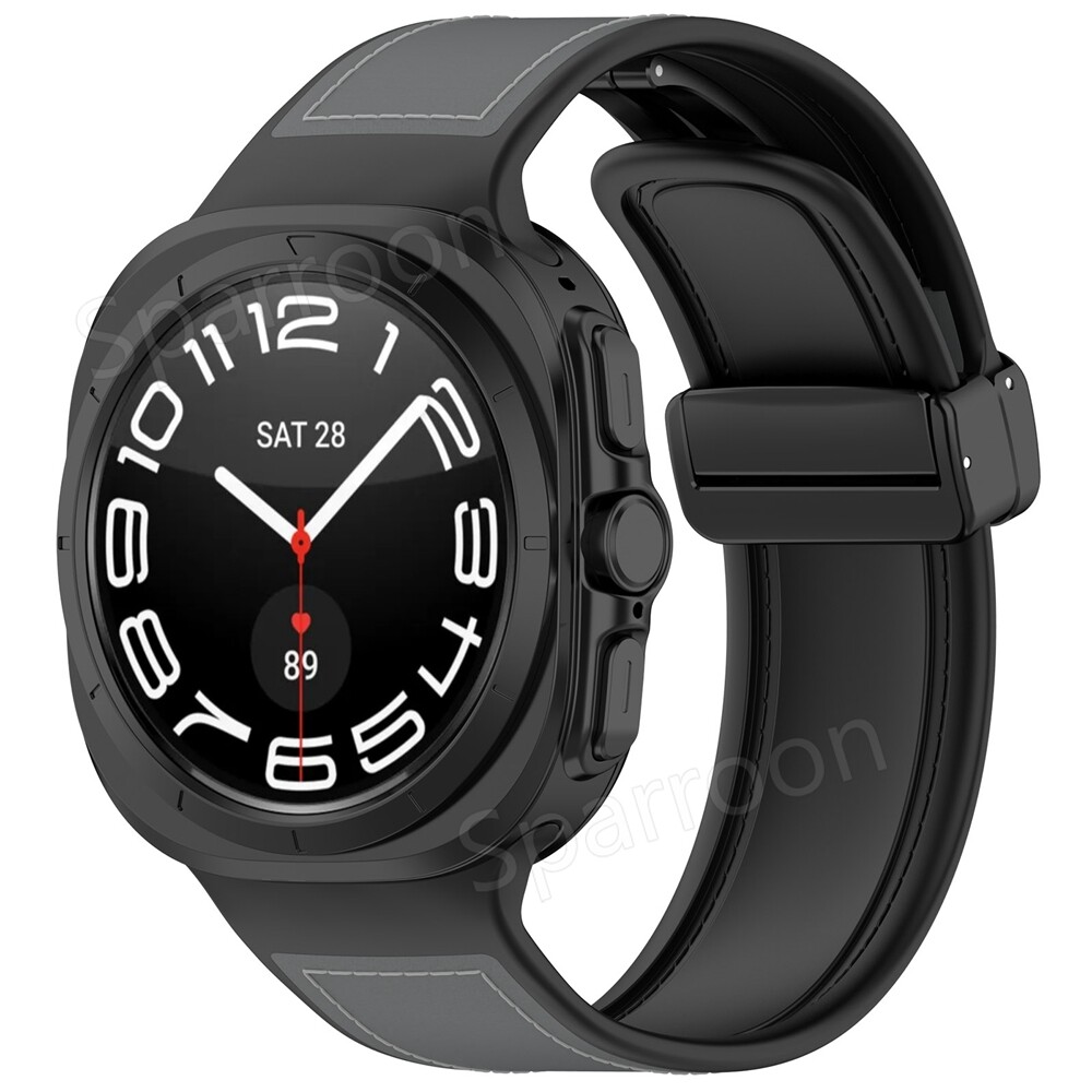 Magnetic Silicone Leather Strap Watch Band For Samsung Galaxy Watch 7 Ultra 47mm