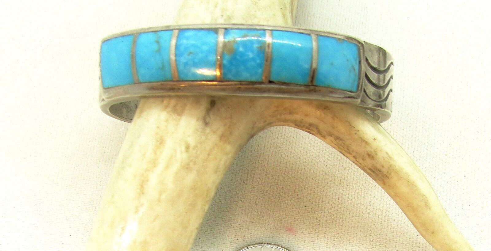 VTG SW N A 6 STONE TURQUOISE CUFF WEIGHT IS 40 GRAMS STERLING