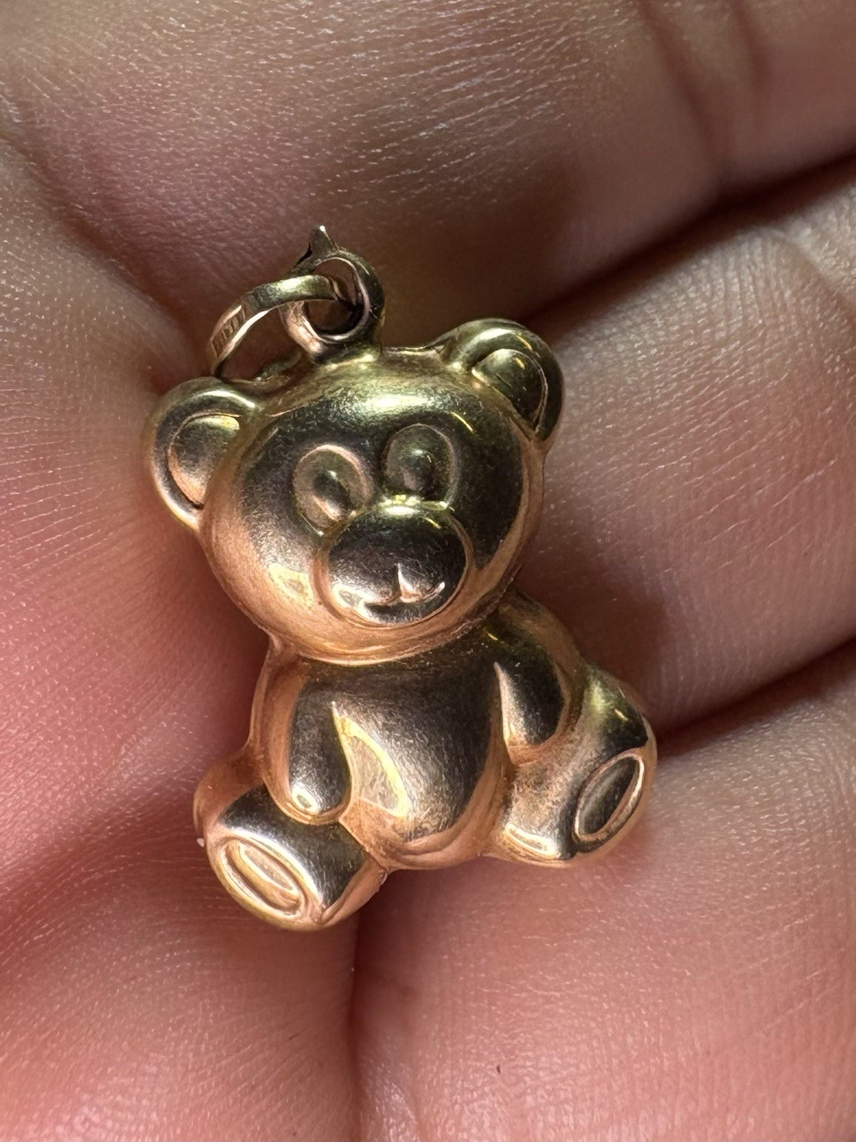 14k Yellow Gold 3D Teddy Bear Italy Large Puffy 2.50G Pendant Charm 25mm 585