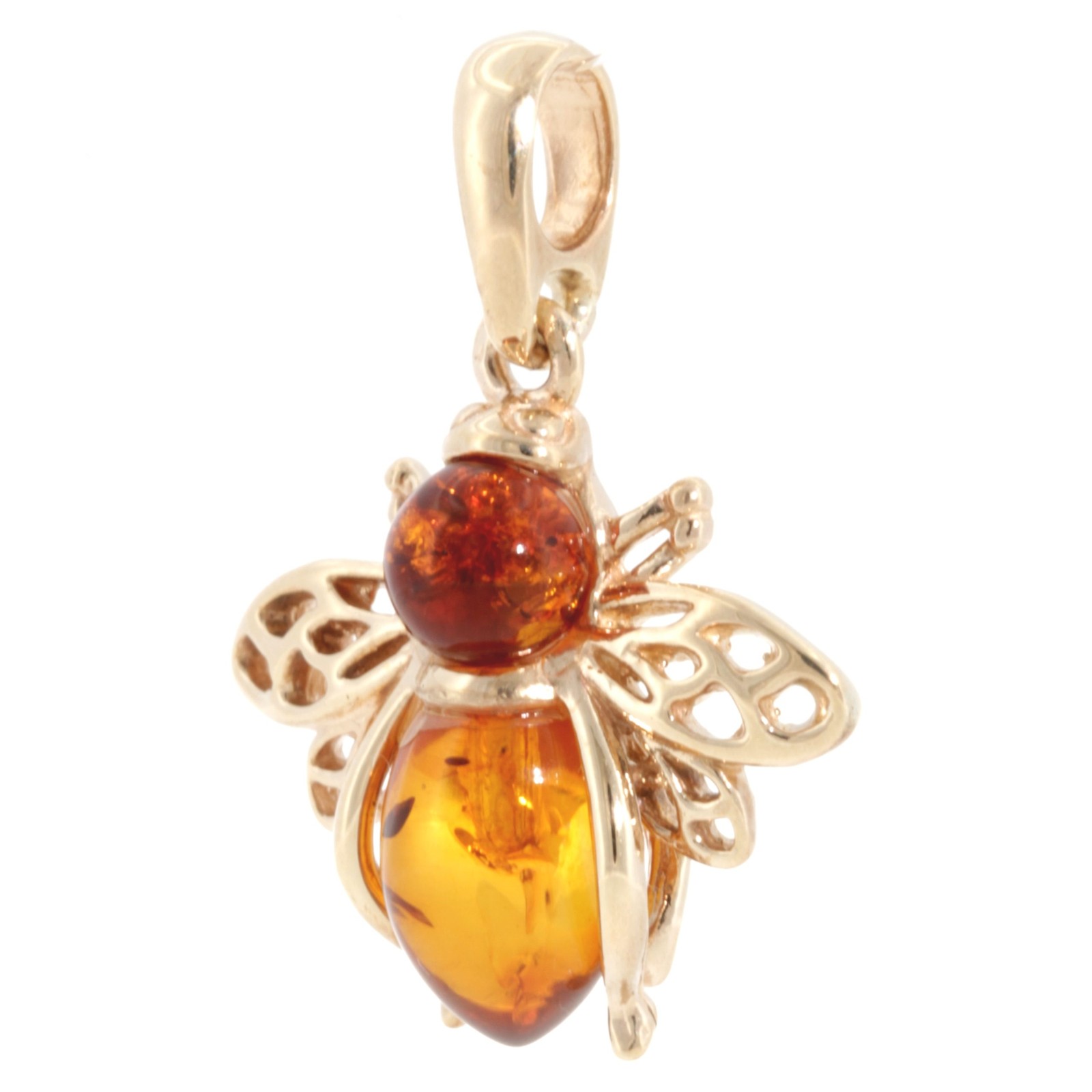 9Carat Yellow Gold Amber Bumble Bee Pendant (18.5x18mm)
