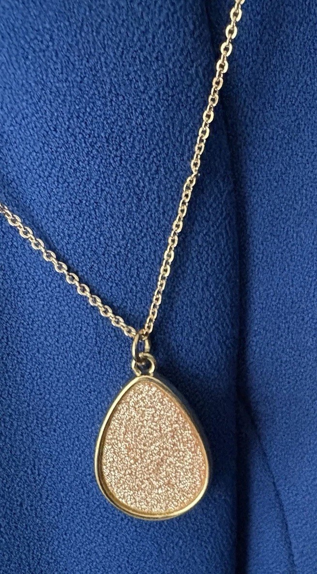 Gold/Rose Tone Teardrop Necklace with Sparkle Center Pendant 19”