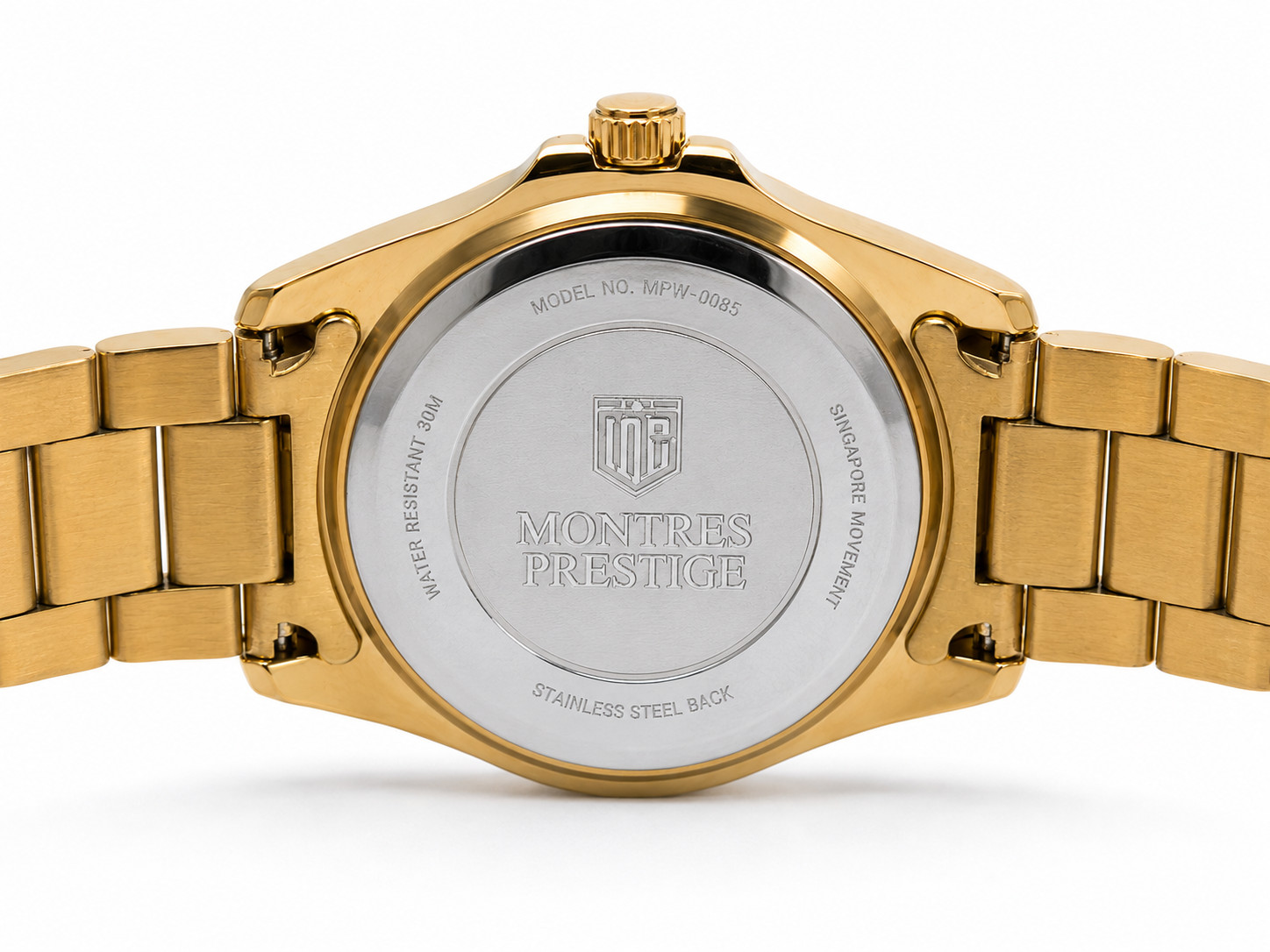Montres Prestige MPW-0085 Gold Tone Diver Style Watch Black Dial w/ Box NEW