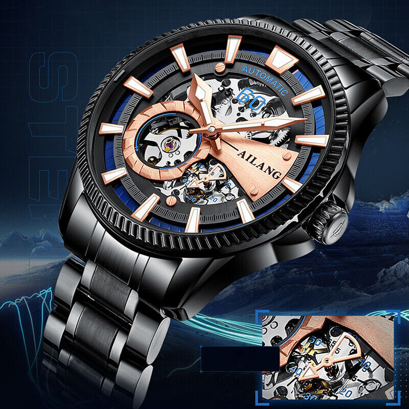 AILANG Brand Men Watch Hollow Automatic Mechanical Wristwatch Waterproof