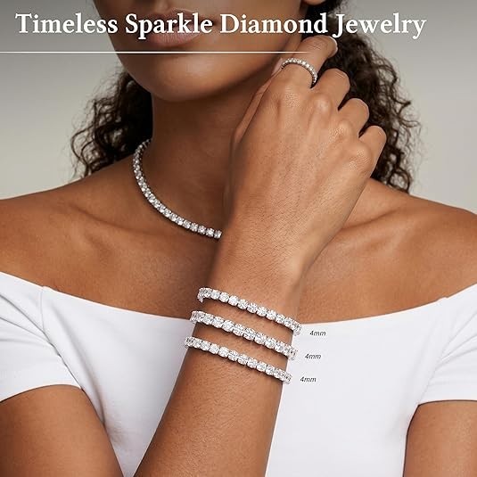 925 Sterling Silver Bracelets for Women Stack, Trendy Tennis Bangle Cuff Jewelry