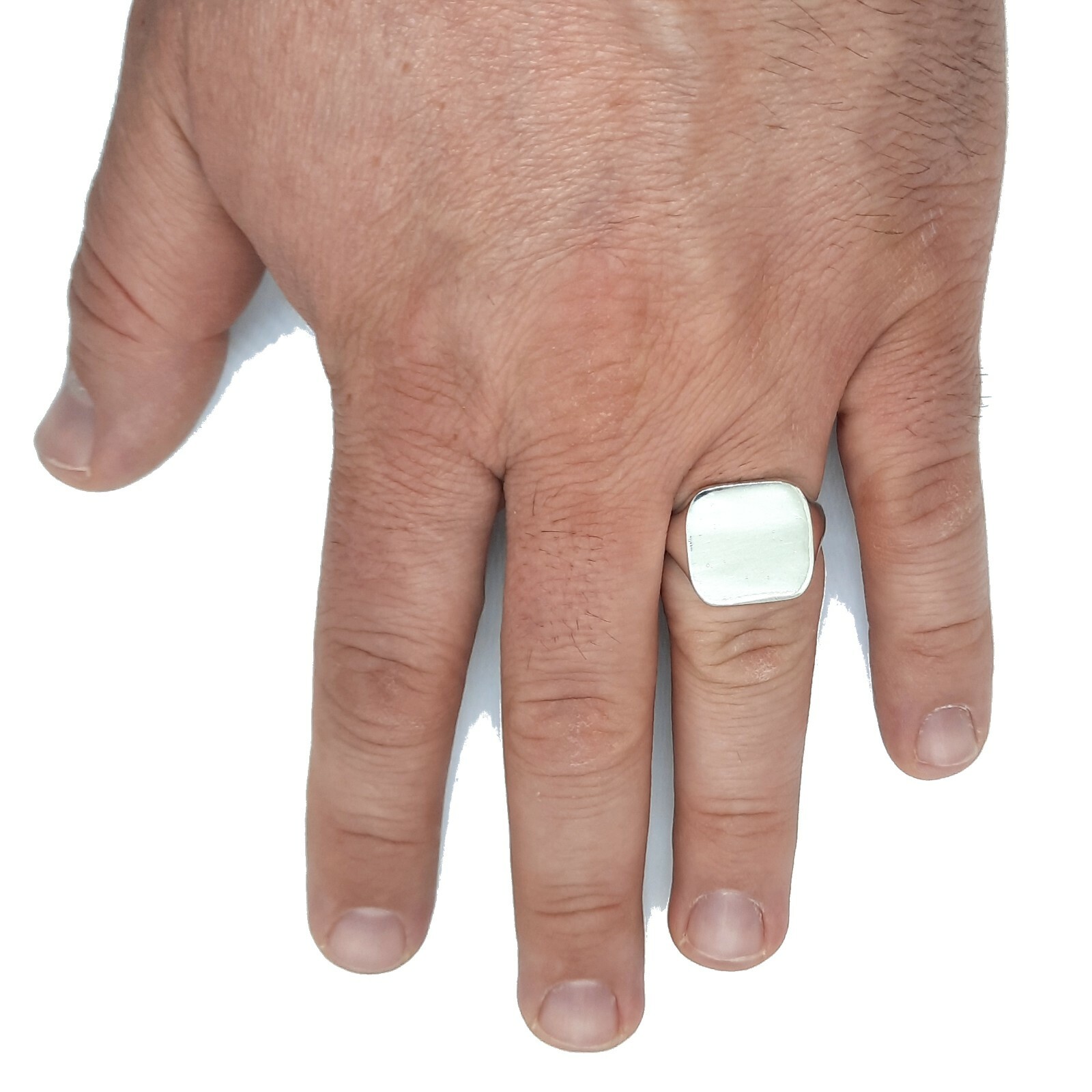 Custom Engraved Sterling Silver Signet Men Ring Plain Solid Genuine Stamped 925