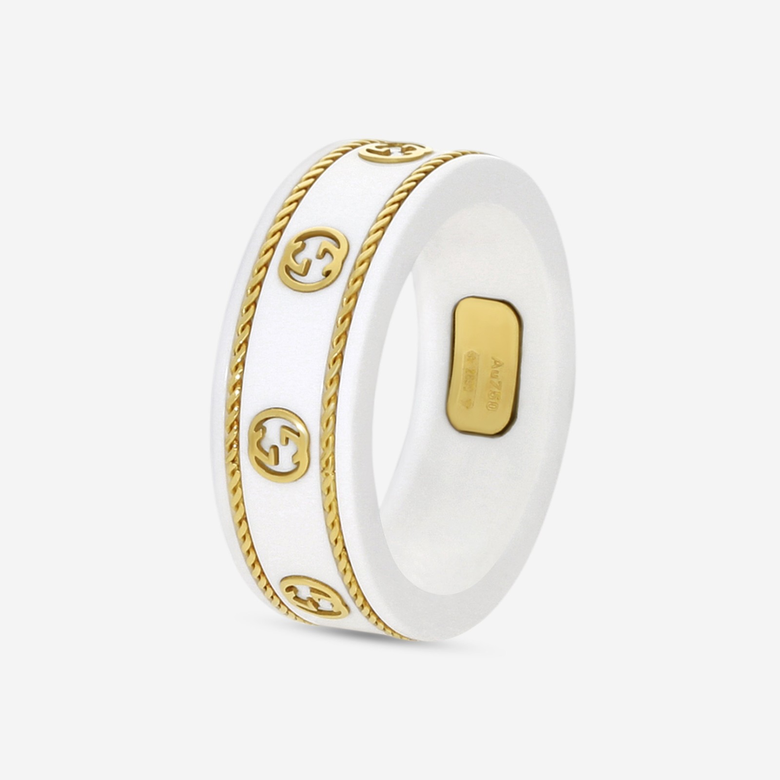 Gucci Icon 18K Yellow Gold and Zirconia Band Ring YBC606826002 MSRP $920