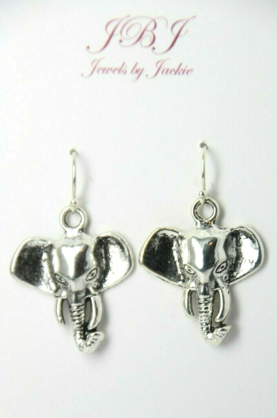 Elephant Charm Earrings 925 sterling silver hooks pewter charms Wild Animal