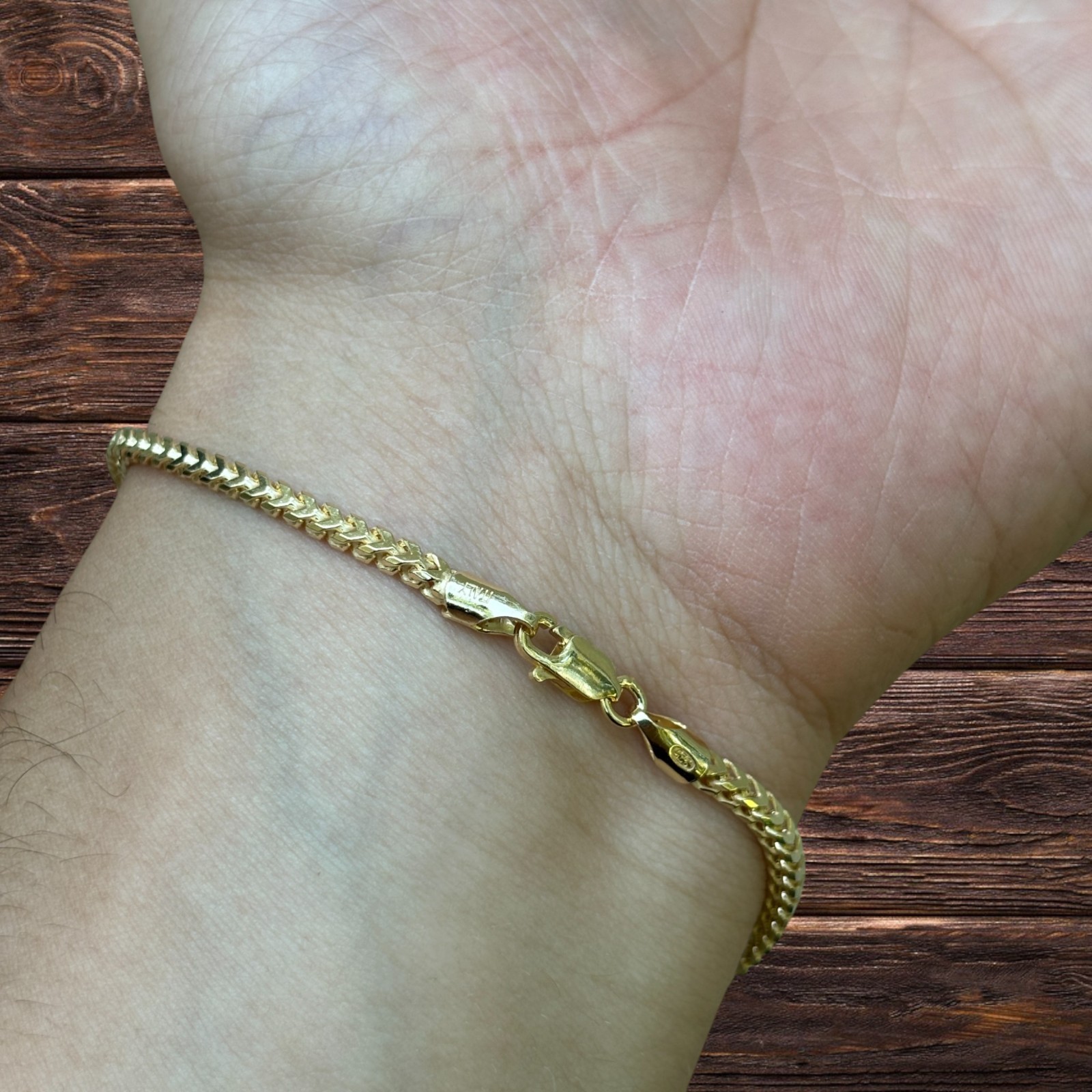 2.5mm Franco Link Bracelet – Real Solid 925 Sterling Silver Or 14k Gold Vermeil