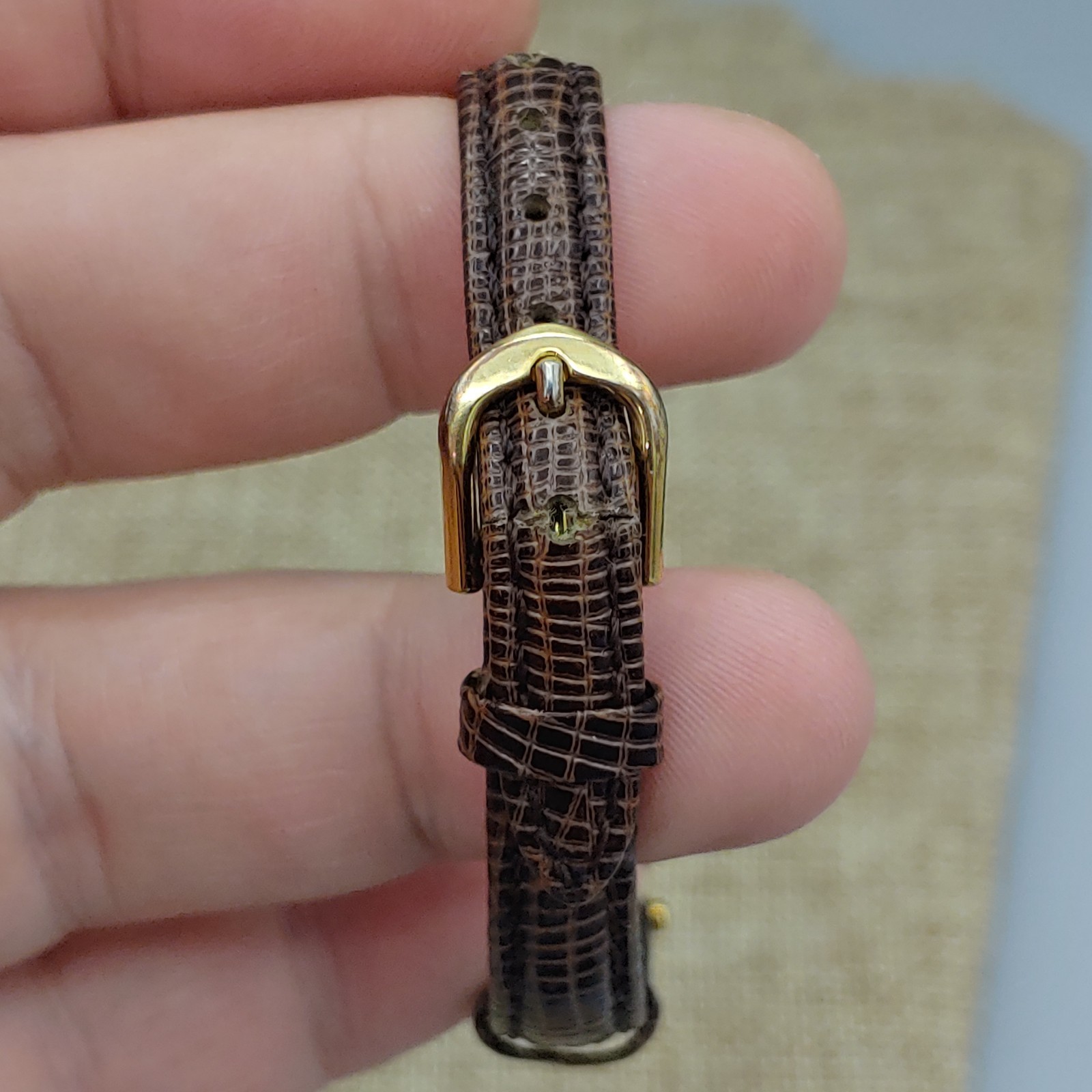 Pierre Cardin Women’s Watch 24mm Gold Tone Lizard Band 6.25″ Japan 3ATM Works