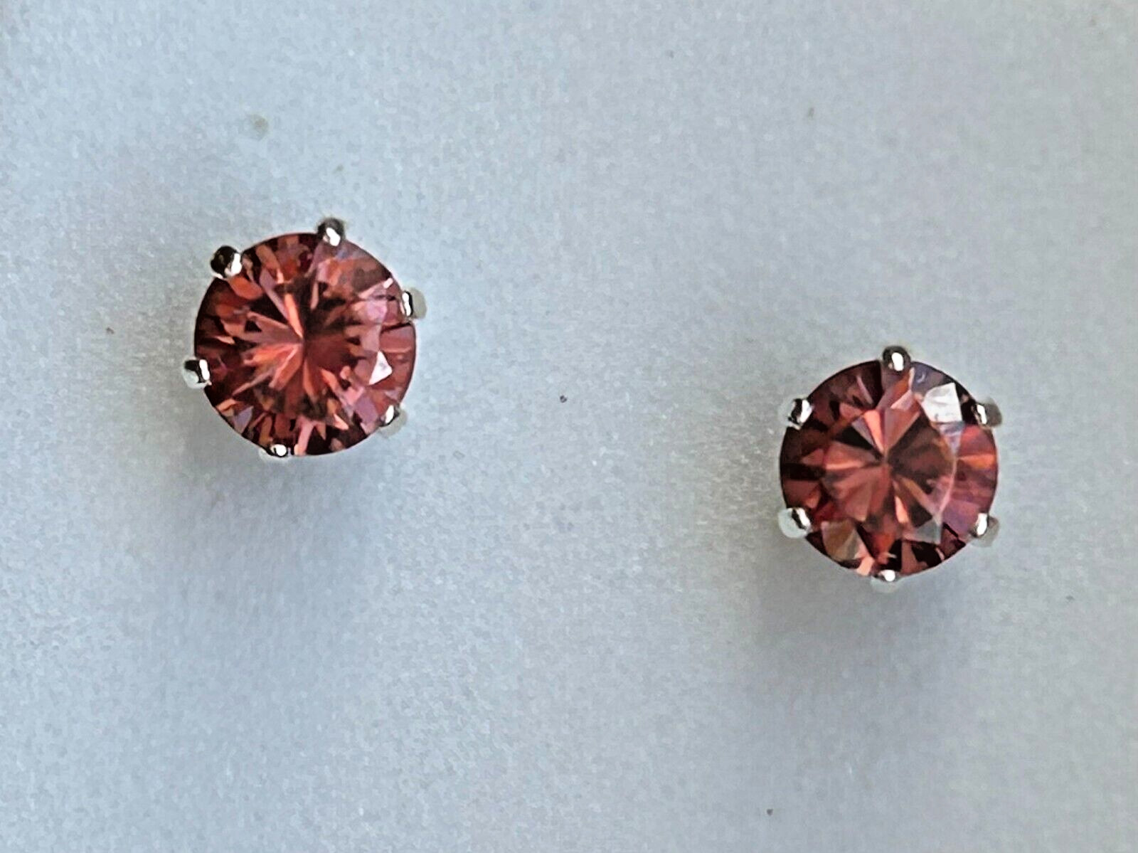 Cinnamon Faceted Zircon 1.20ctw Sterling Silver Earrings 5mm Round Estate New