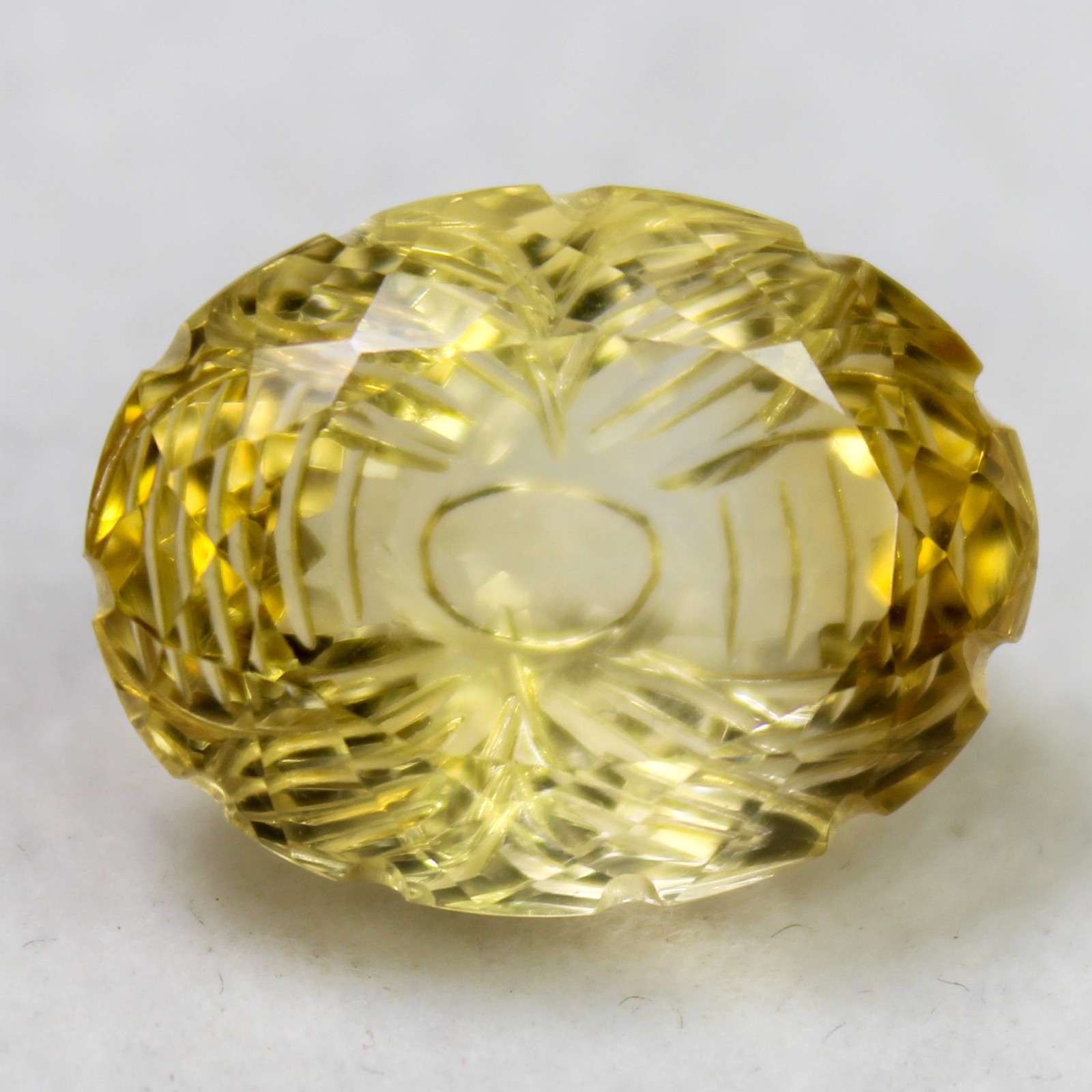 Natural Yellow Citrine Carving In Oval Shape 15.20 Carats 18x14x10 mm Size