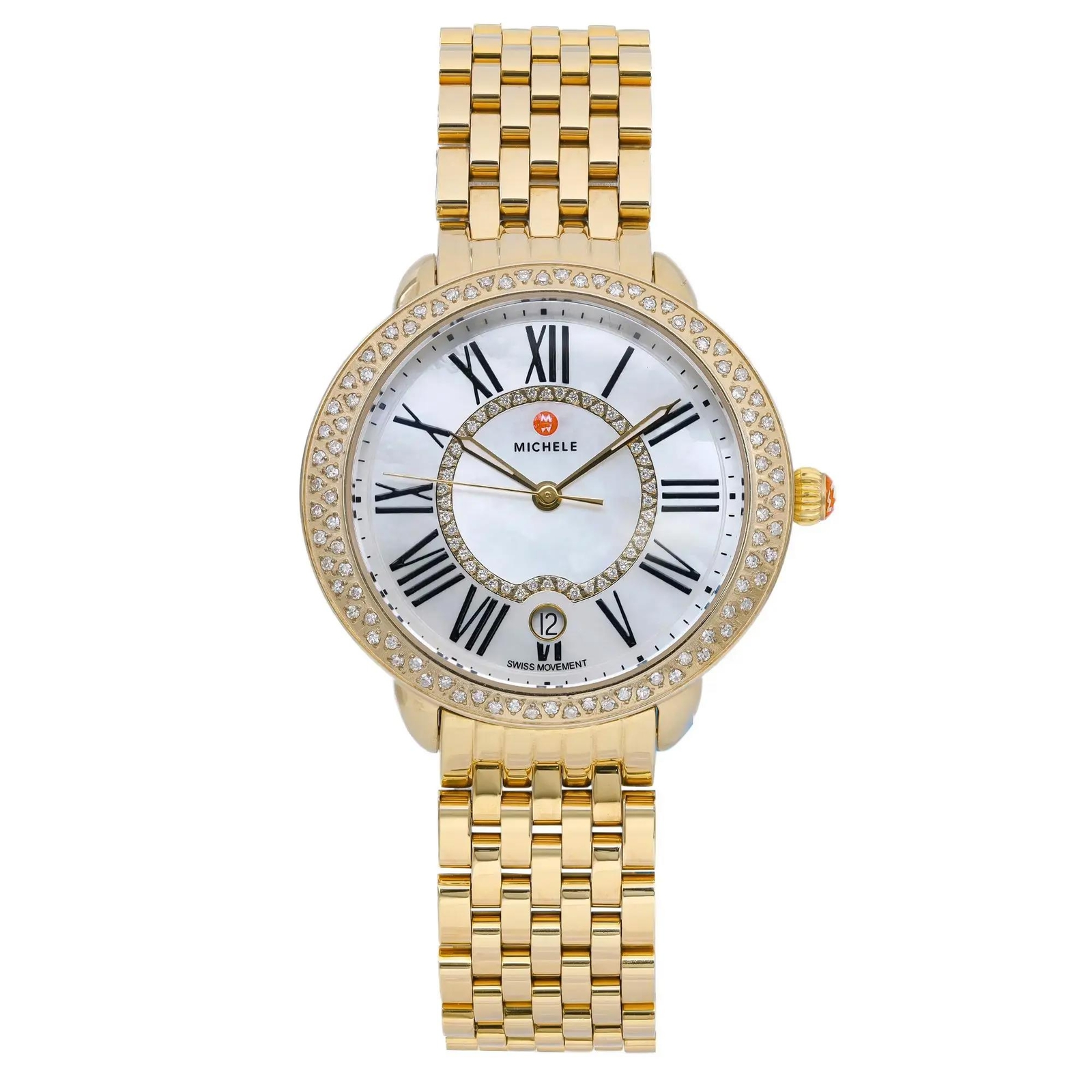 Michele Serein 16 36mm Steel Dimond MOP White Dial Ladies Watch MW21B01B0963