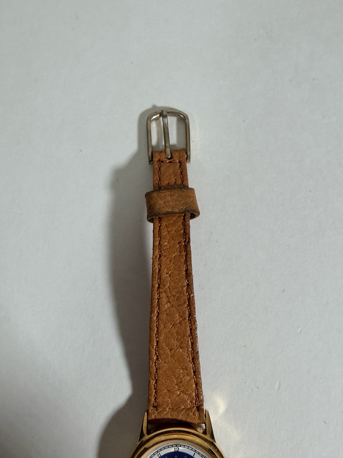 VTG Armitron Quartz Watch Women Moon Phase Gold Tone Leather Analog