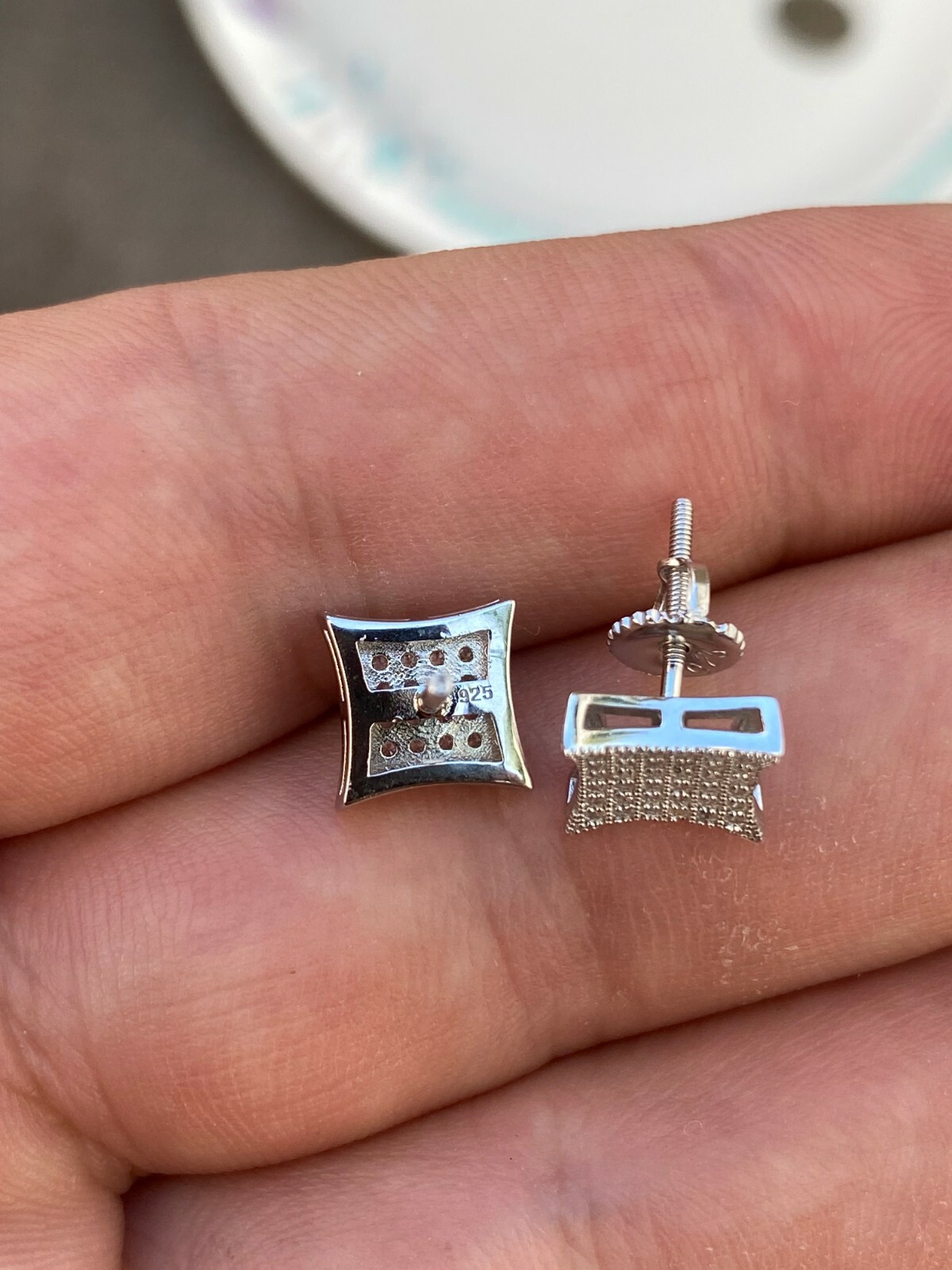 Real 925 Silver Iced Hip Hop Square Kite Earrings REAL MOISSANITE Pass Tester