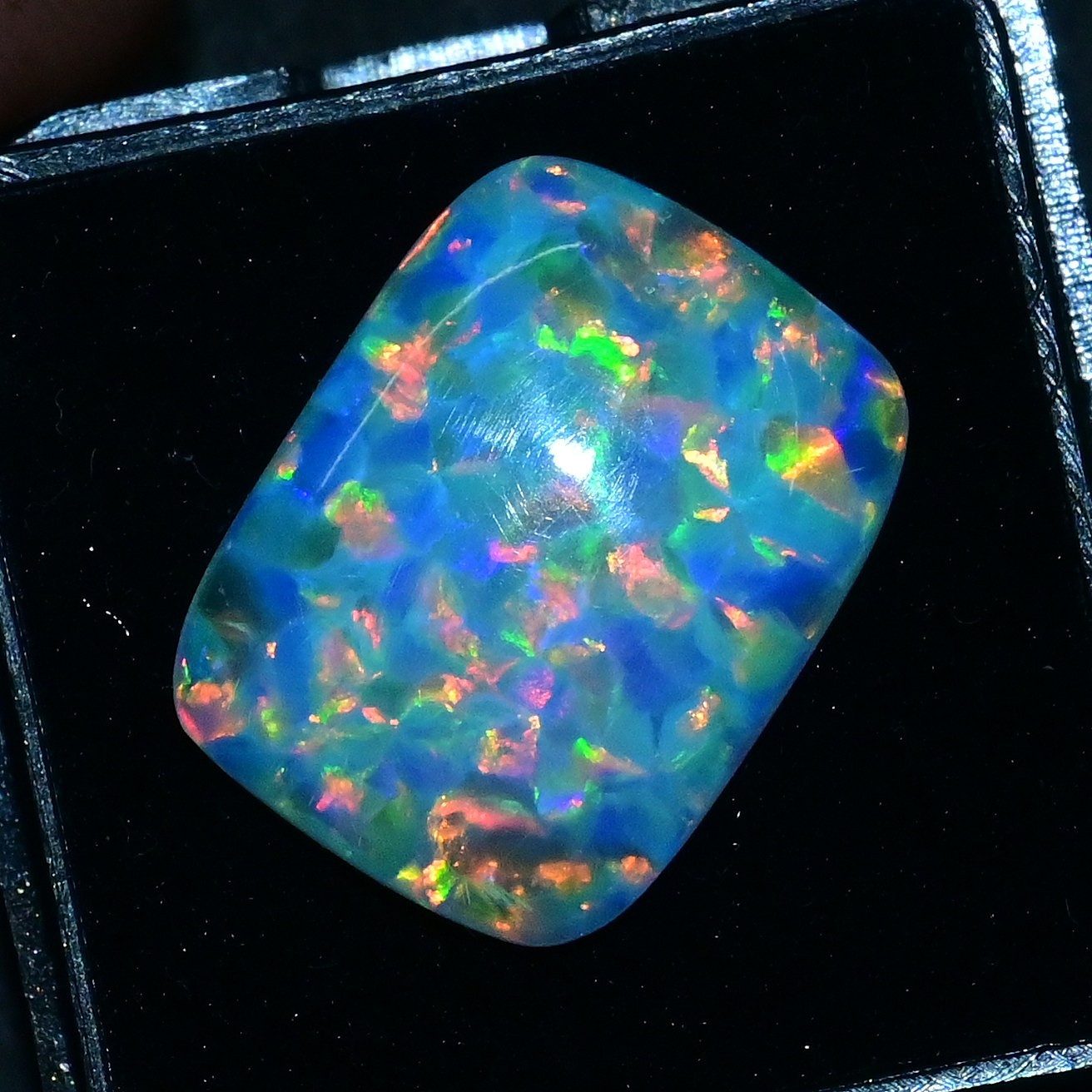6.65 Ct Natural Play of Color Ethiopian Fire Opal Cabochon Certified Gemstone
