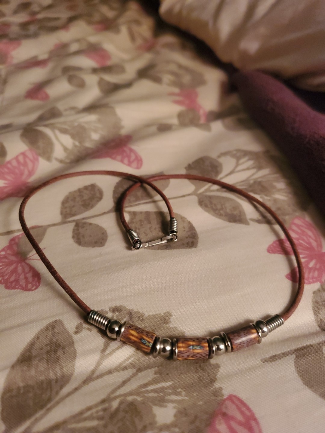 Handmade Beaded Ceramic Leather Necklace