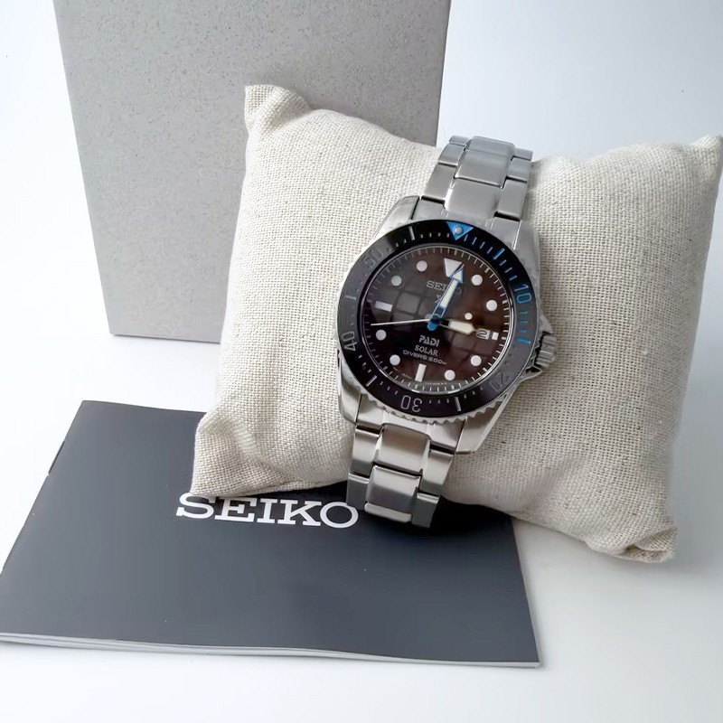Seiko Prospex Sea Solar Power Men Black Dial Stainless Steel SNE575 Watch 38.5mm