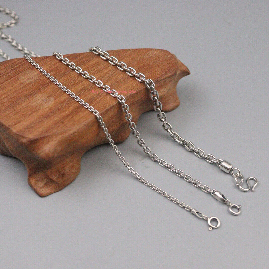Real 925 Sterling Silver Necklace Cable Link Chain 2mm, 3mm, 4mm, 18″ to 27.6″L