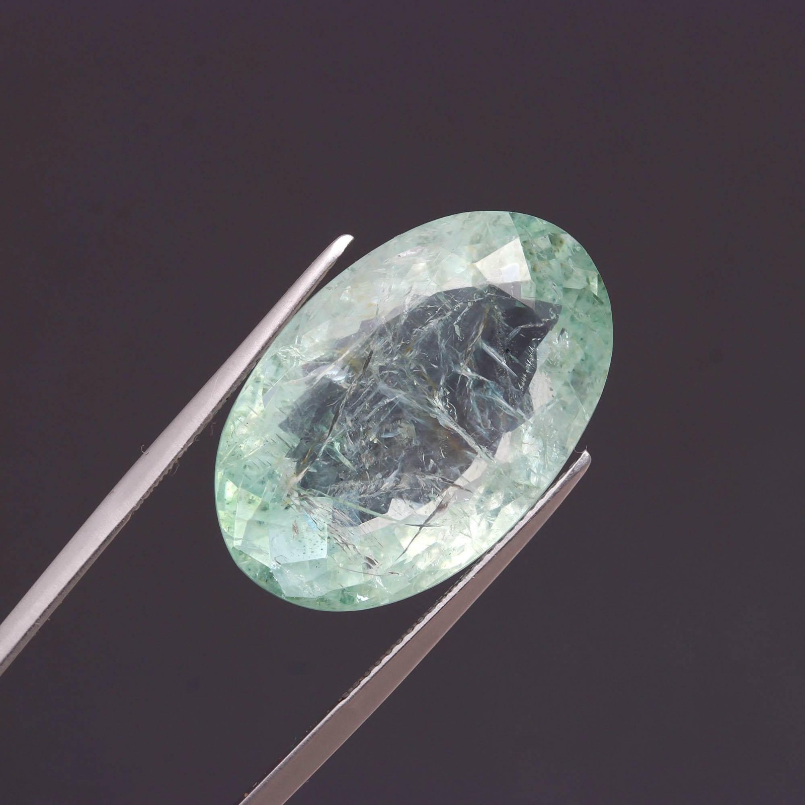 Big 35.2Ct Genuine Unheated Faceted Aquamarine Gemstone Oval Shape 27x17x11mm