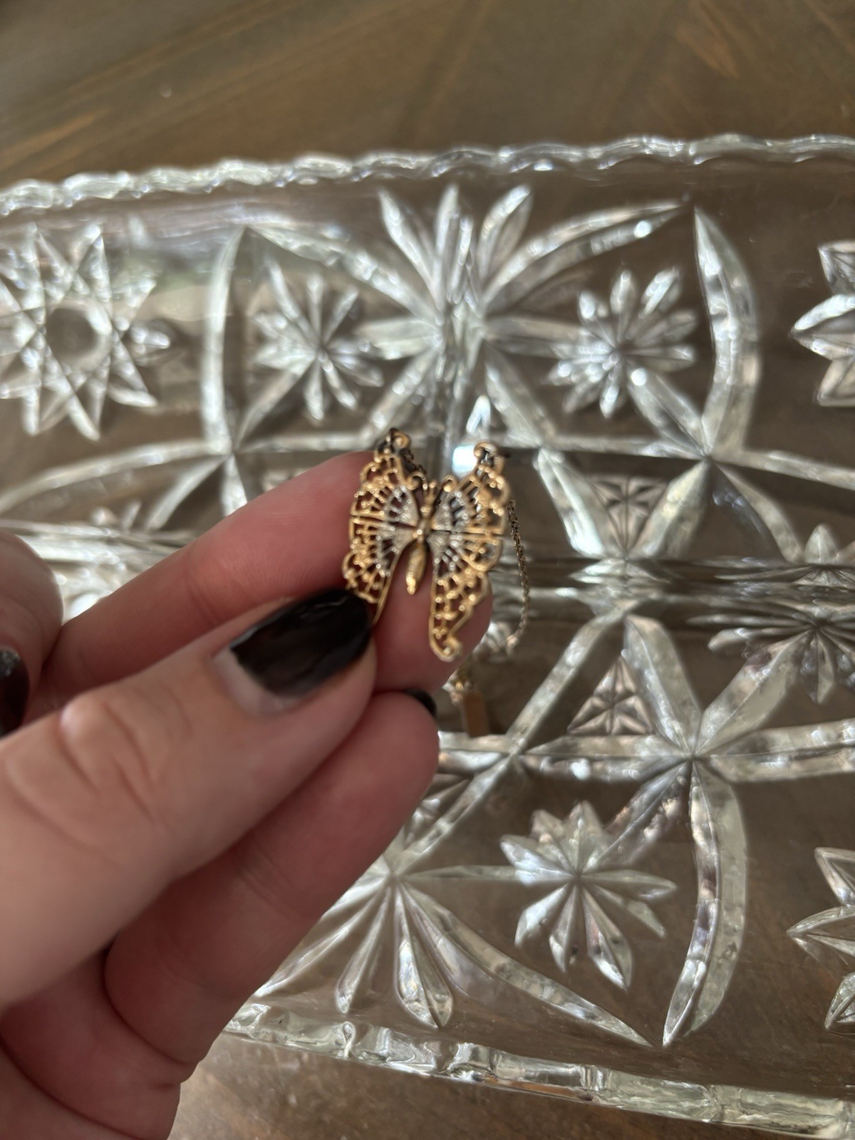 Vintage 1928 Butterfly Mixed Metal Tone/Gold Tone Filigree Necklace