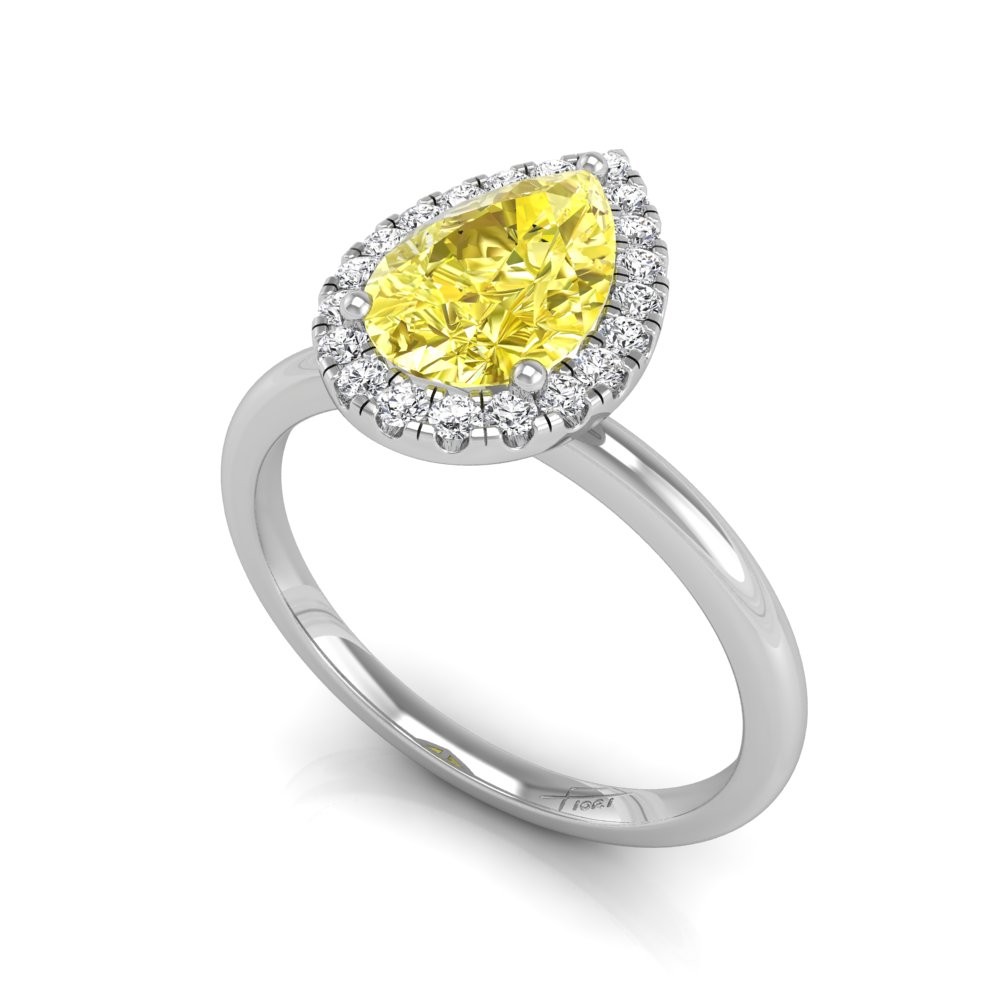 18K White Gold Pear Shape Lab Grown Diamond Engagement Ring 1.13ct Certified