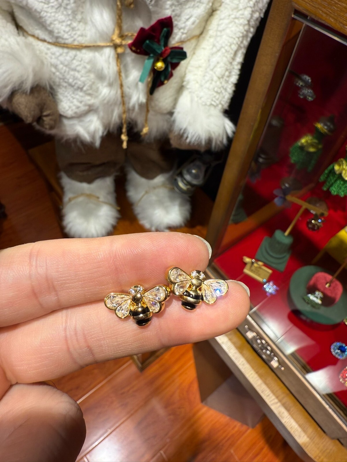 French Vintage Bee Earrings Enamel Studs Imported Material Rare Quota Item