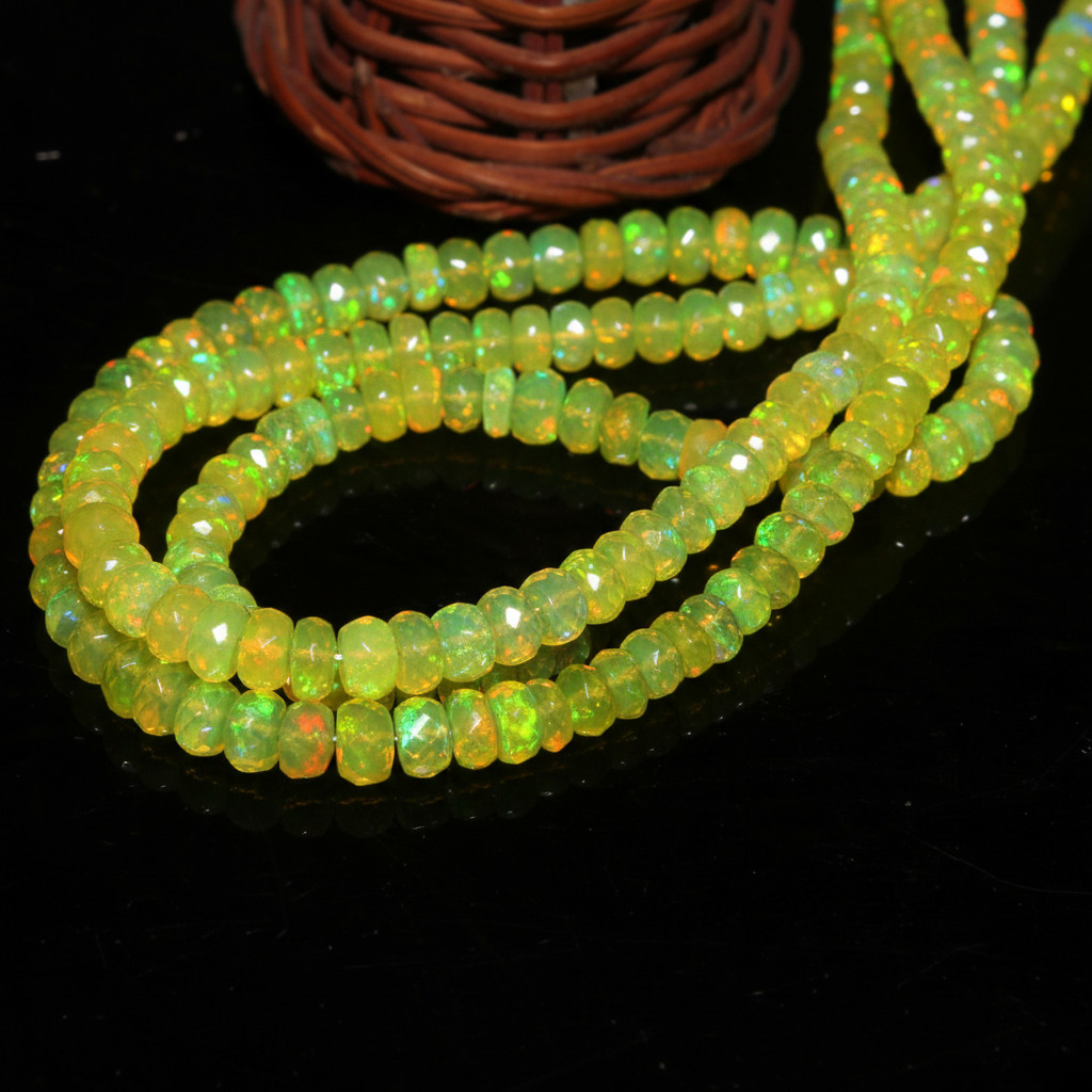 Ethiopian Fire Opal Beads Strand 4-5mm Rondelle Gemstone 8 Inch Jewelry Making