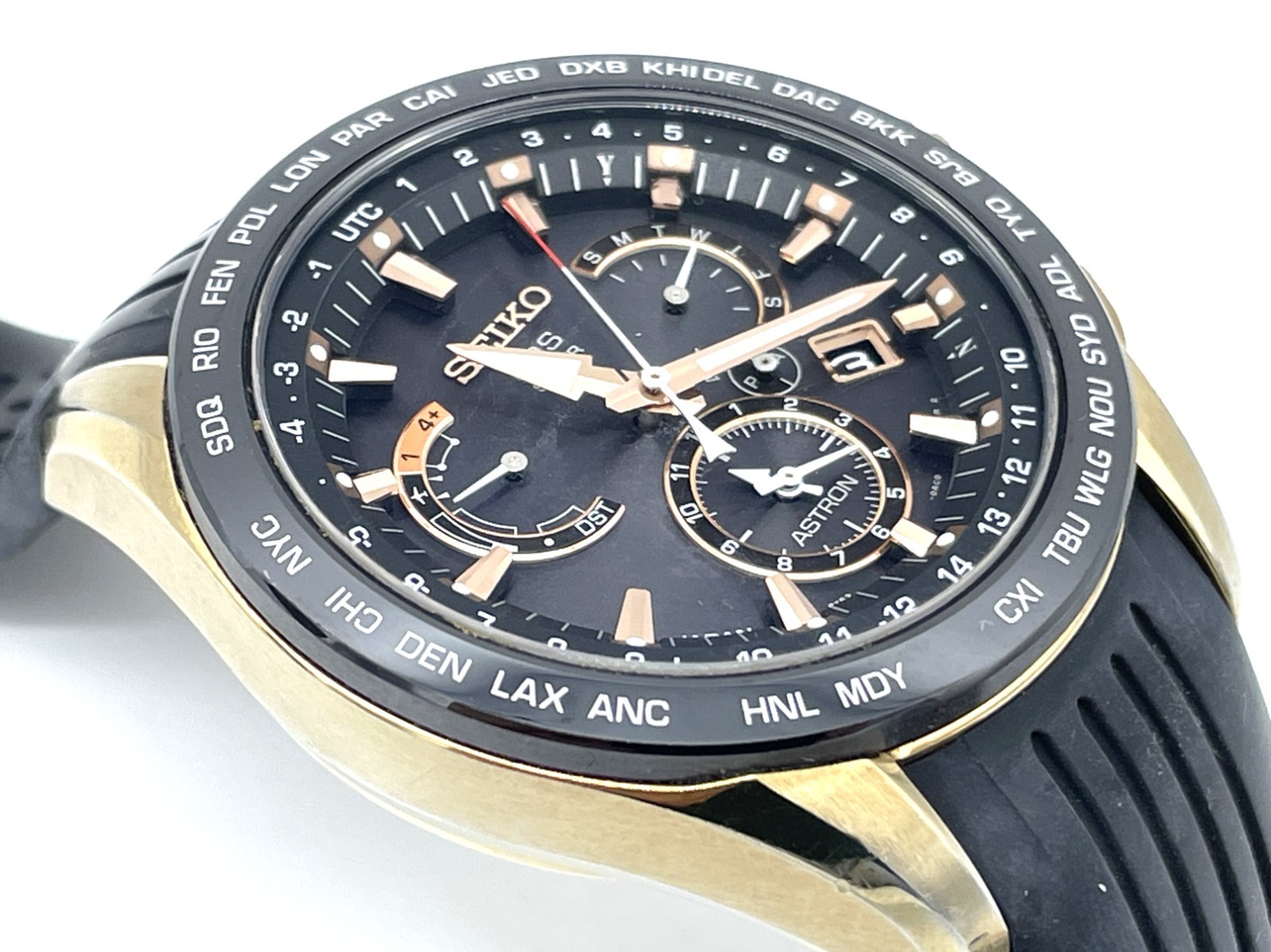 SEIKO ASTRON GPS Radio Wave Solar Men’s Watch Gold case 8X53-0AC0-2 Good coditio