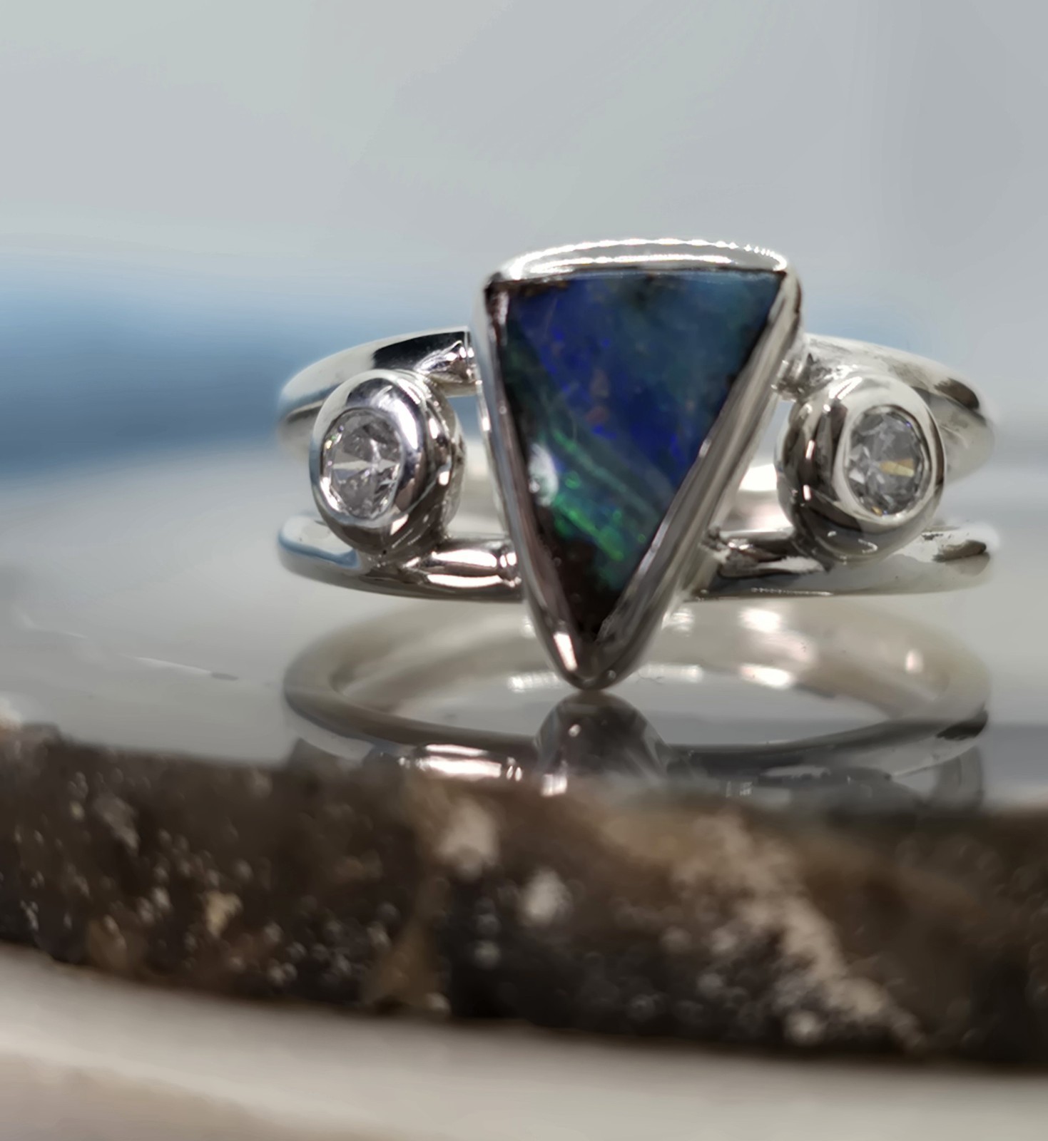 Australian Made Boulder One Off Opal 925 Sterling Silver Ring Unique