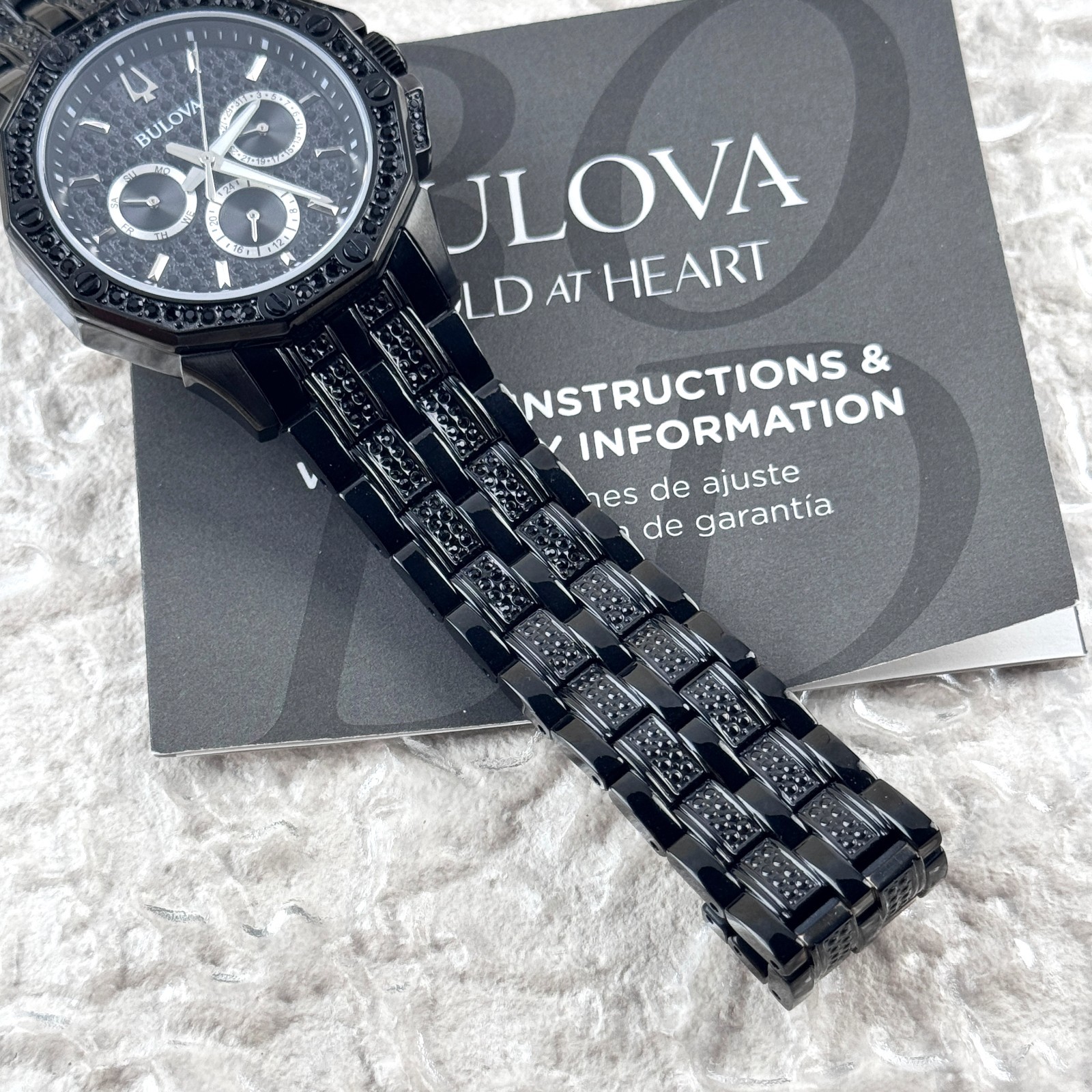 Bulova Octava Black Crystal Stainless Steel Men’s Chronograph Watch 98C134