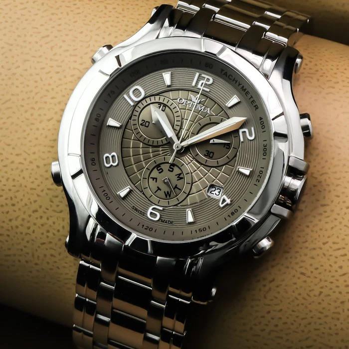 Optima – Swiss Chronograph Watch – OSC301-SS-2 Quartz Chronograph 47 mm