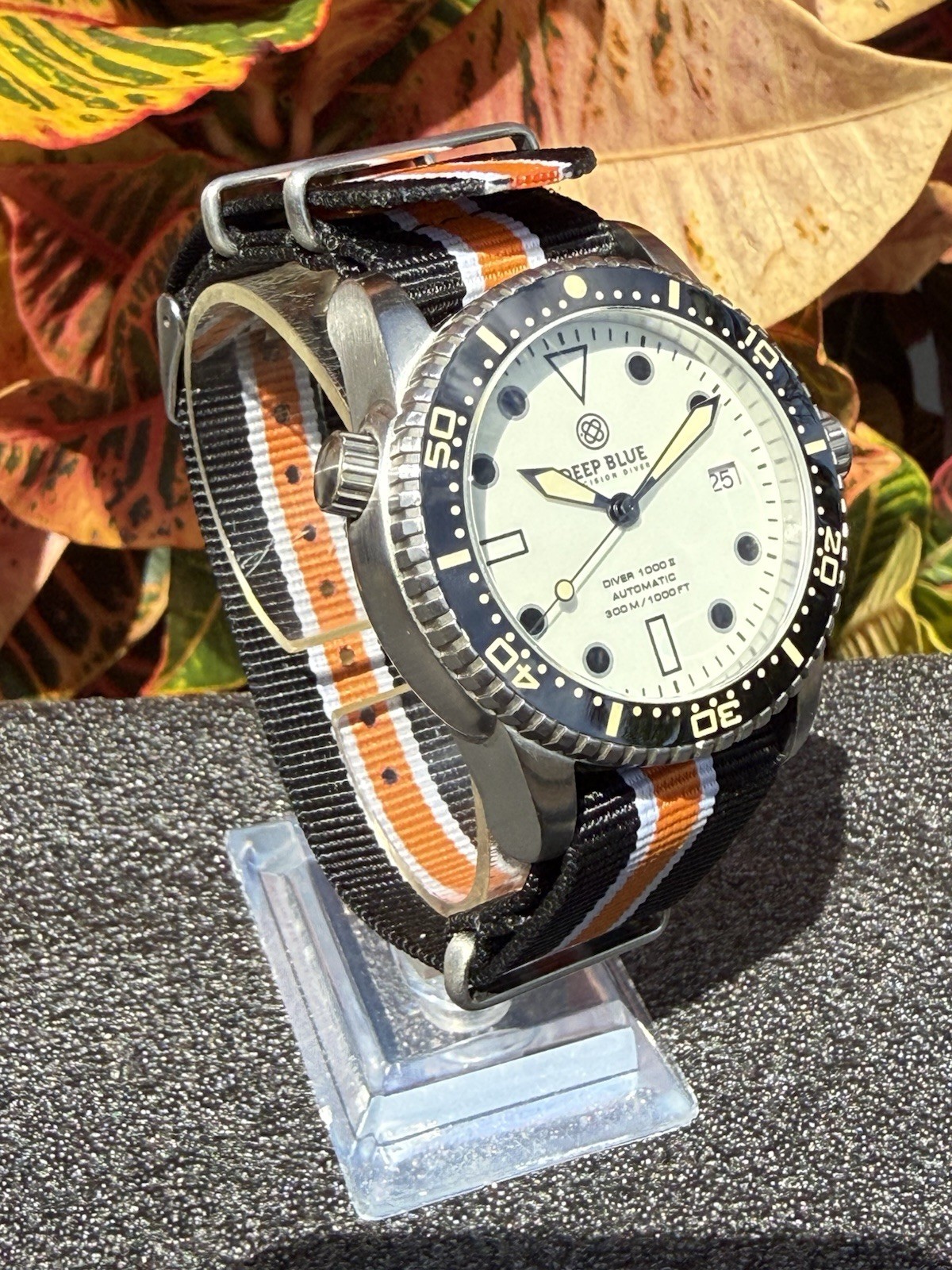 Deep Blue Precision Diver 1000 II 40mm White Full Lume Dial Nato Box Papers