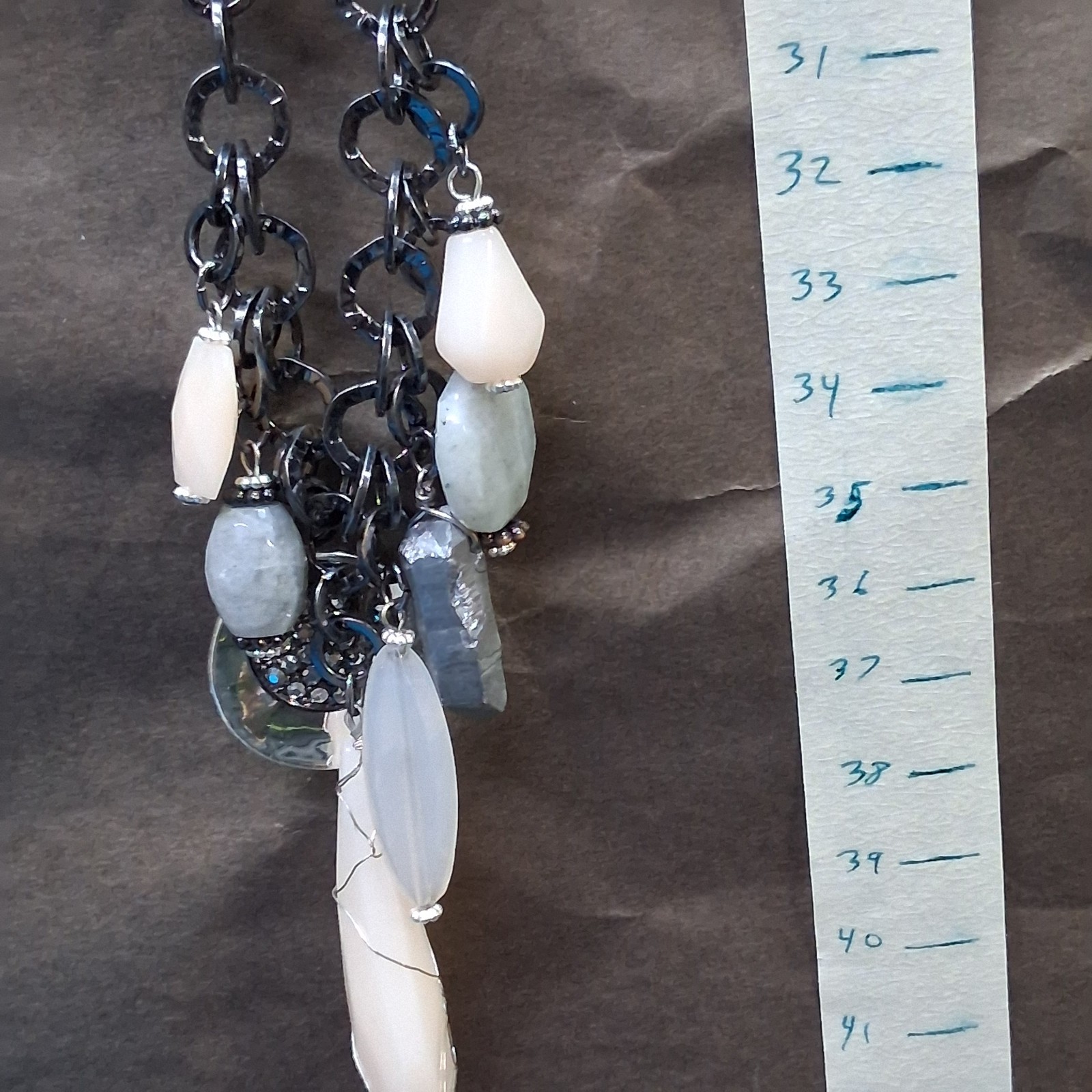 Chico’s Dangling Chandelier Pendants Faceted Bead Lobster Clasp Necklace