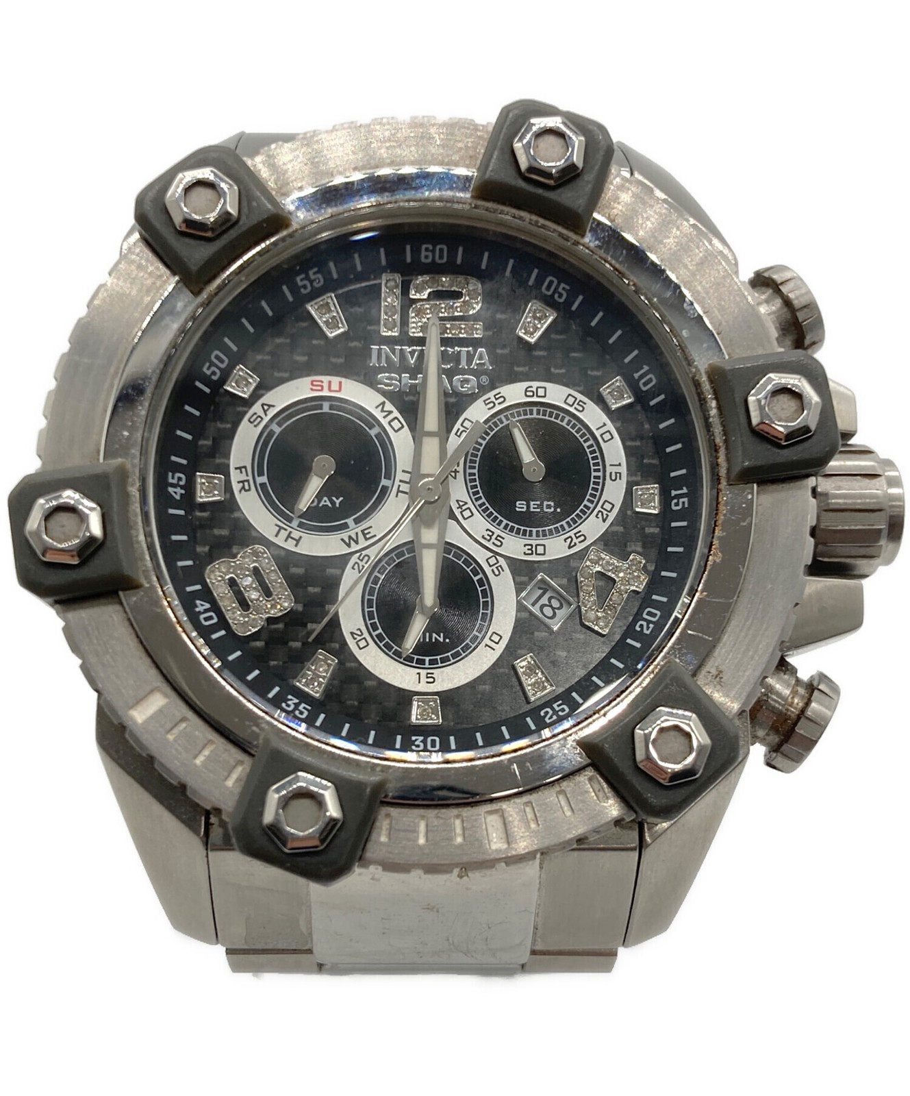 Invicta Authentic Mens Black Dial Silver Tone Bracelet Wristwatch 33714