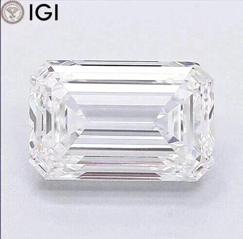 IGI Certified 7.16 Cts Emerald Cut E Color VS1 Clarity Lab Grown CVD Diamond