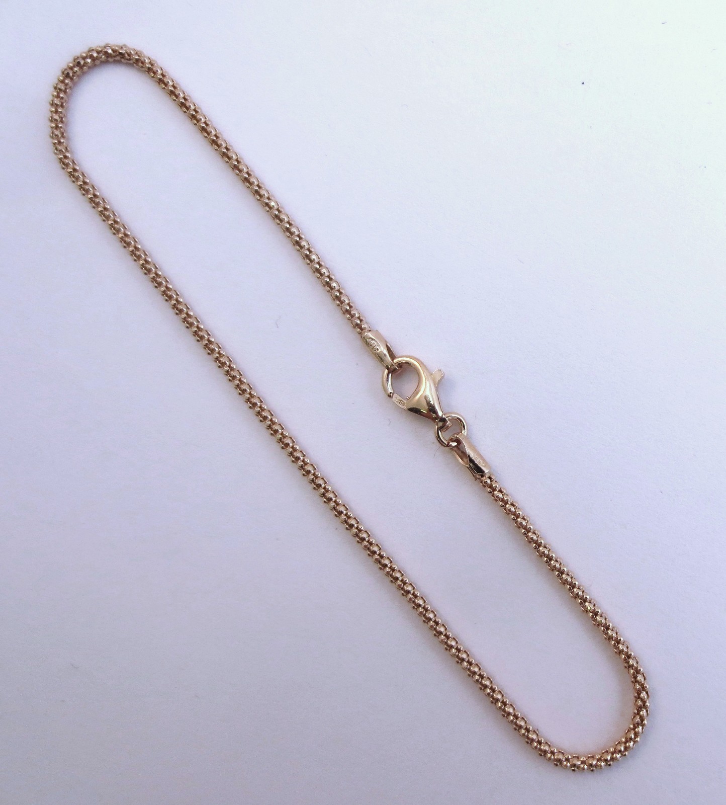 7,8,9,10,11 inch BRACELET, ANKLET Rose Gold Over Sterling Silver 1.9mm Pop-Corn