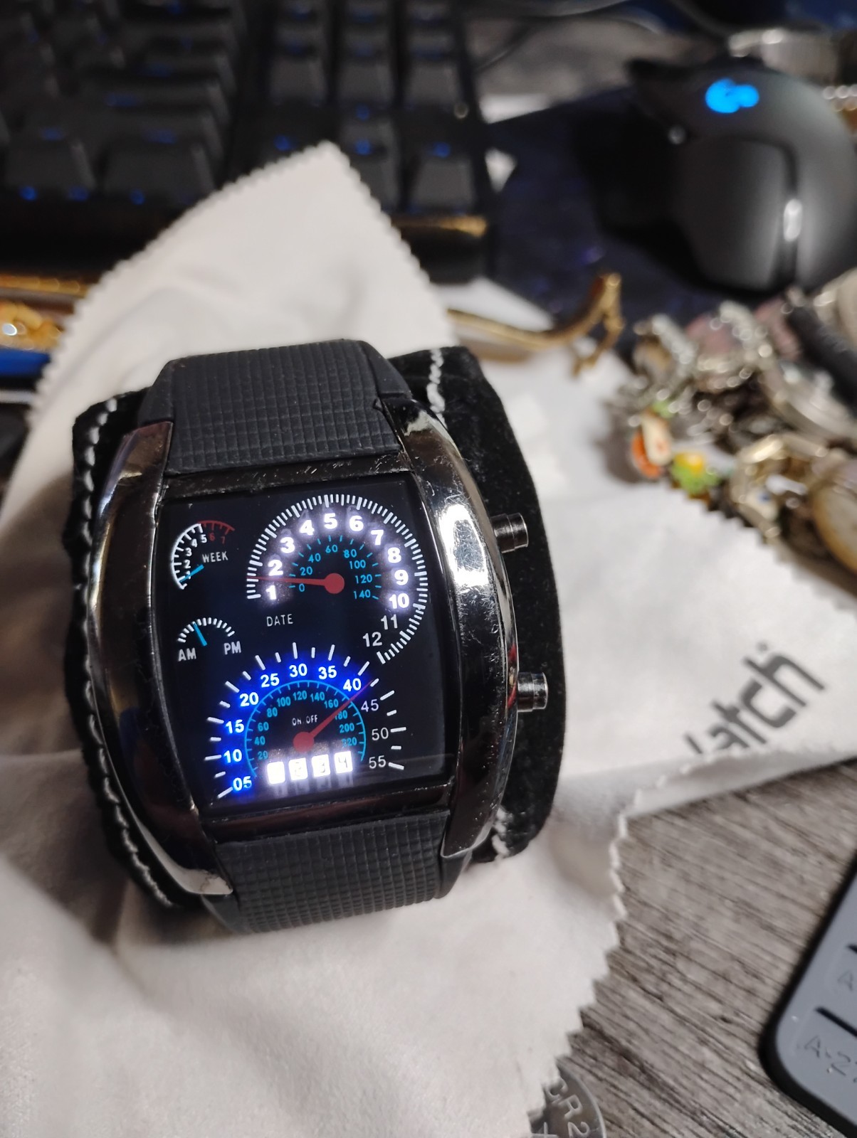 Car Dashboard Speedometer LED Digital Watch – Novelty Tachometer Wristwatch