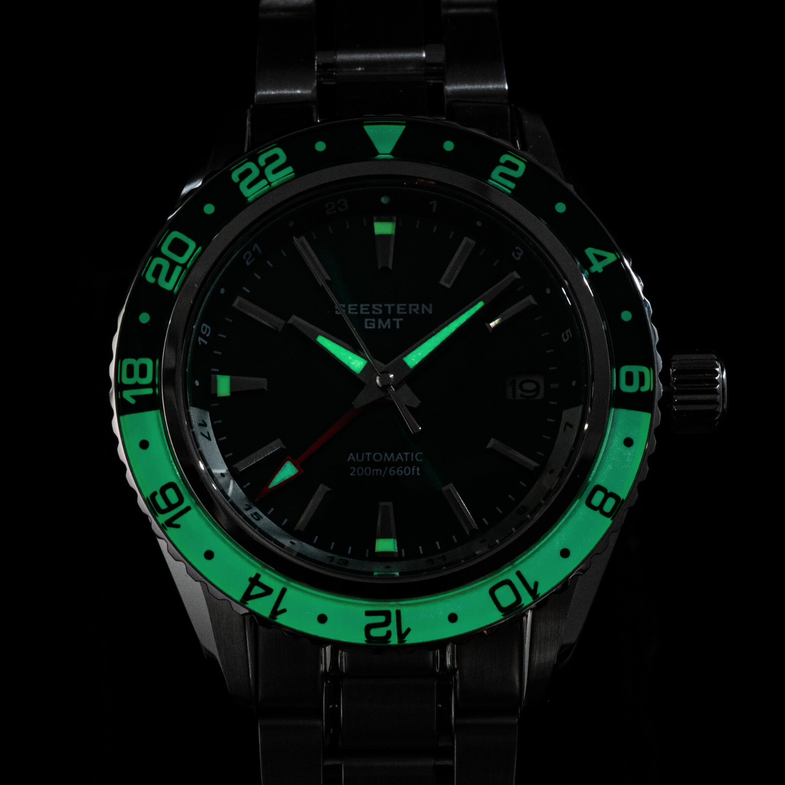 Seestern GMT S456.BE Sapphire Crystal Mechanical Mens NH34 Watch SEAGULL 1963