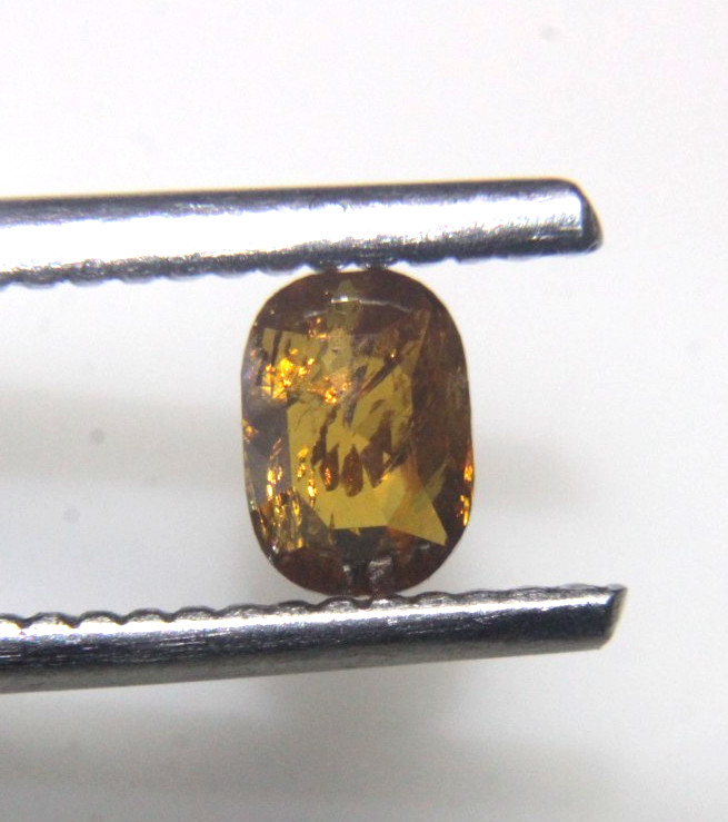 0.47Cts Dark Orange Yellow Color Oval Shape Rose Cut Diamond 5.43×3.89×2.38 MM
