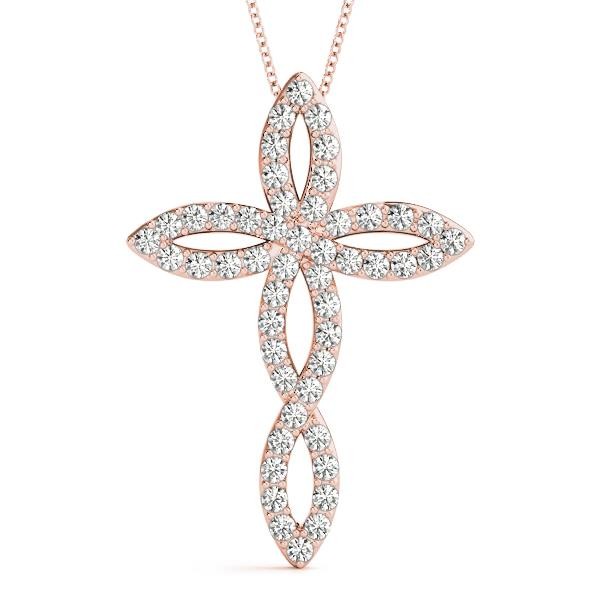 VS F 0.50-1.00 Ct Round Lab Grown Diamond 14K White Gold Religious Cross Pendant