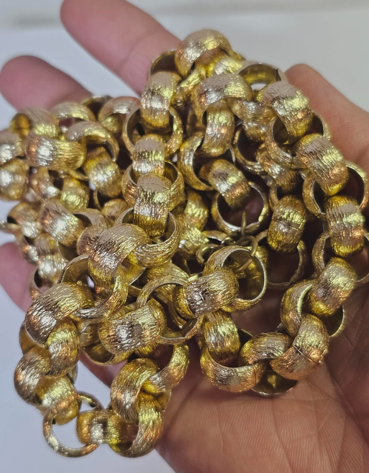 vtg Goldfilled/Goldplated Belcher Chain Chunky Wide Necklace Statement 31in-114g