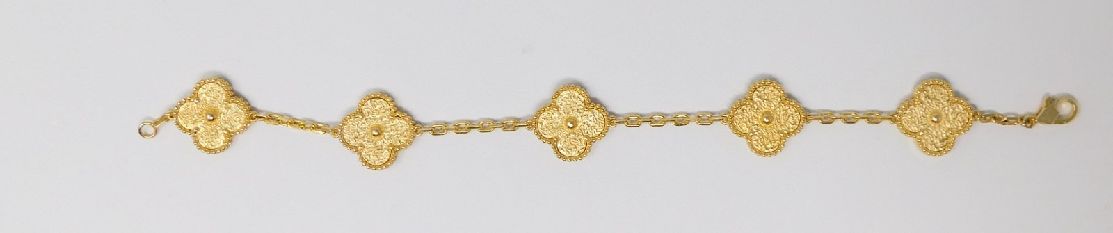VCA Van Cleef & Arpels 5 Motif Yellow Gold Alhambra Bracelet 7.25″ B9466