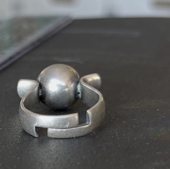 Vintage Sterling Silver Modernist Sphere Ring Adjustable 5.5 A12