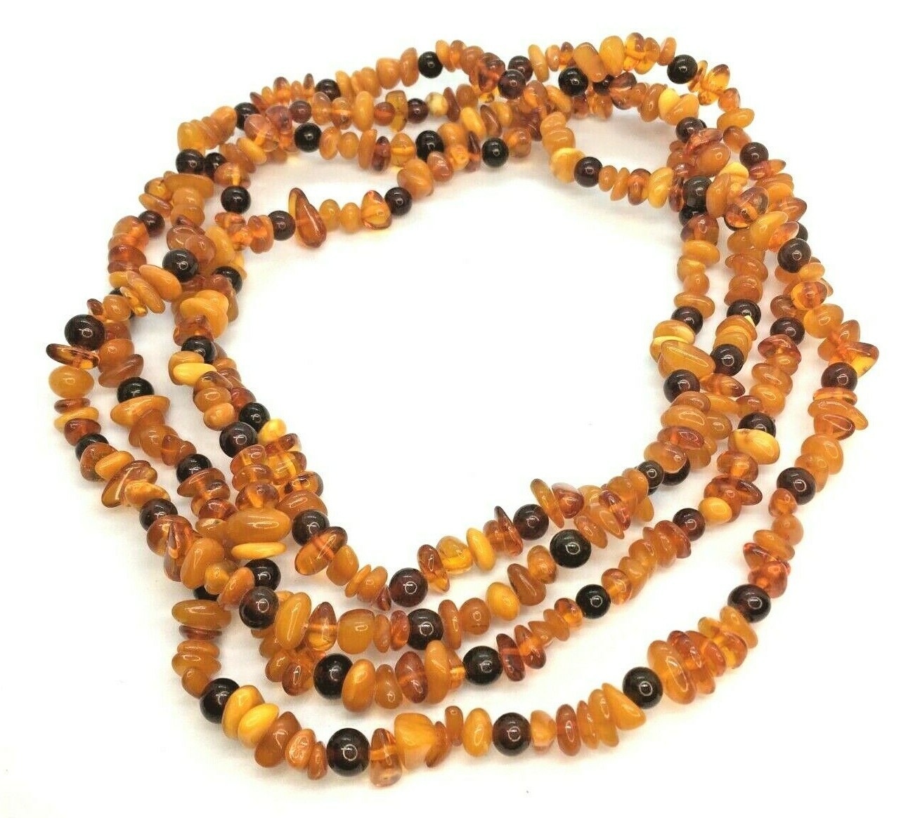 Vintage Genuine Baltic Butterscotch Amber Necklace 84″ SUPER Long Necklace 114g