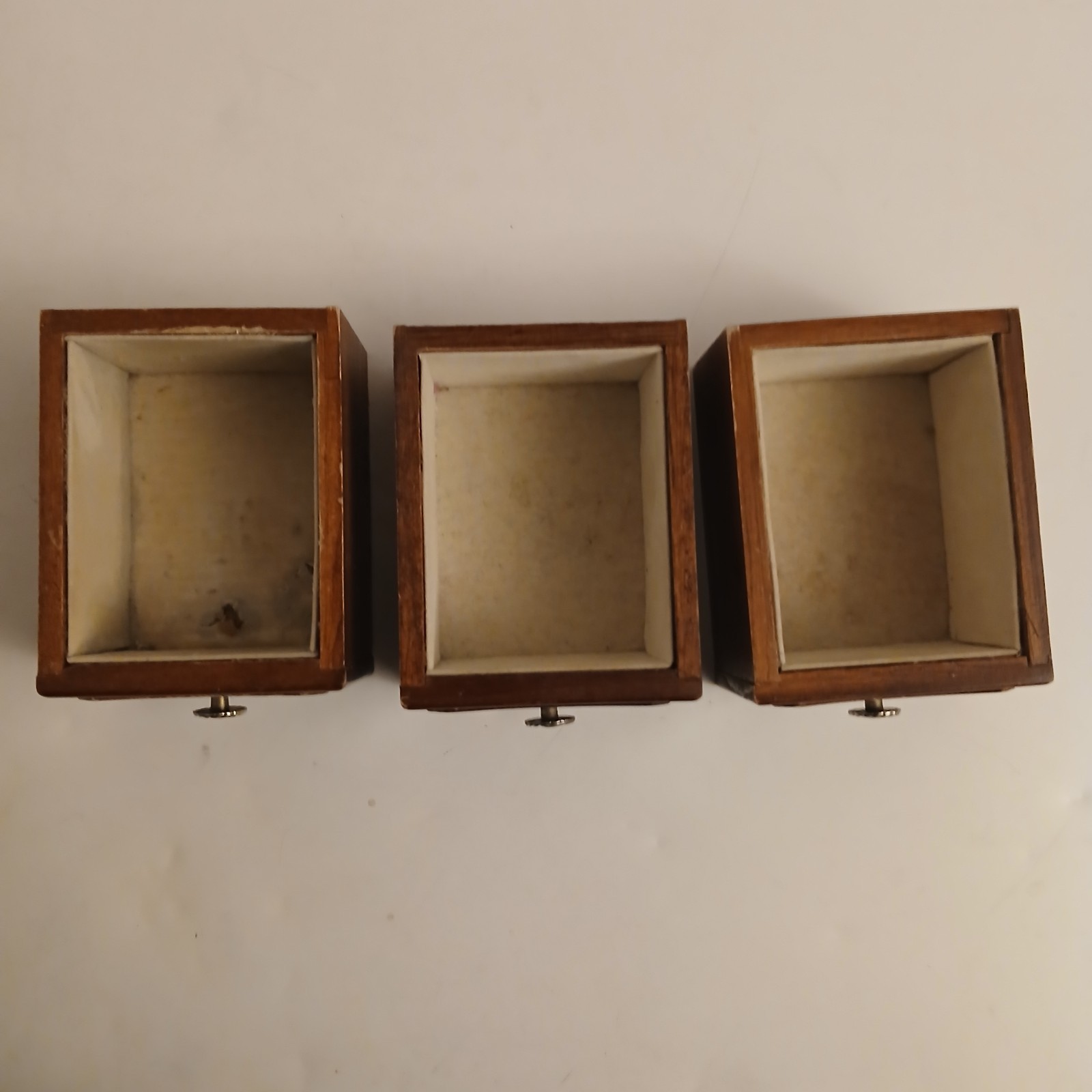Vintage Ladies Walnut Finish Wooden Jewelry Box Stained Glass Mirror