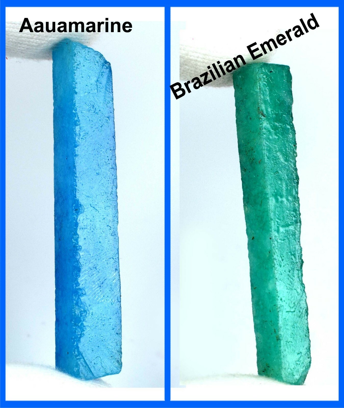 Emerald & Aquamarine Gemstone Slice Rough Pair 120 Ct Natural Brazilian AD250