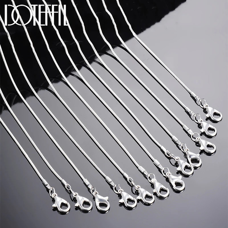 40-75cm 925 Sterling Silver 1.2 MM Box Chain Necklace Jewelry 5/10pcs/Lot